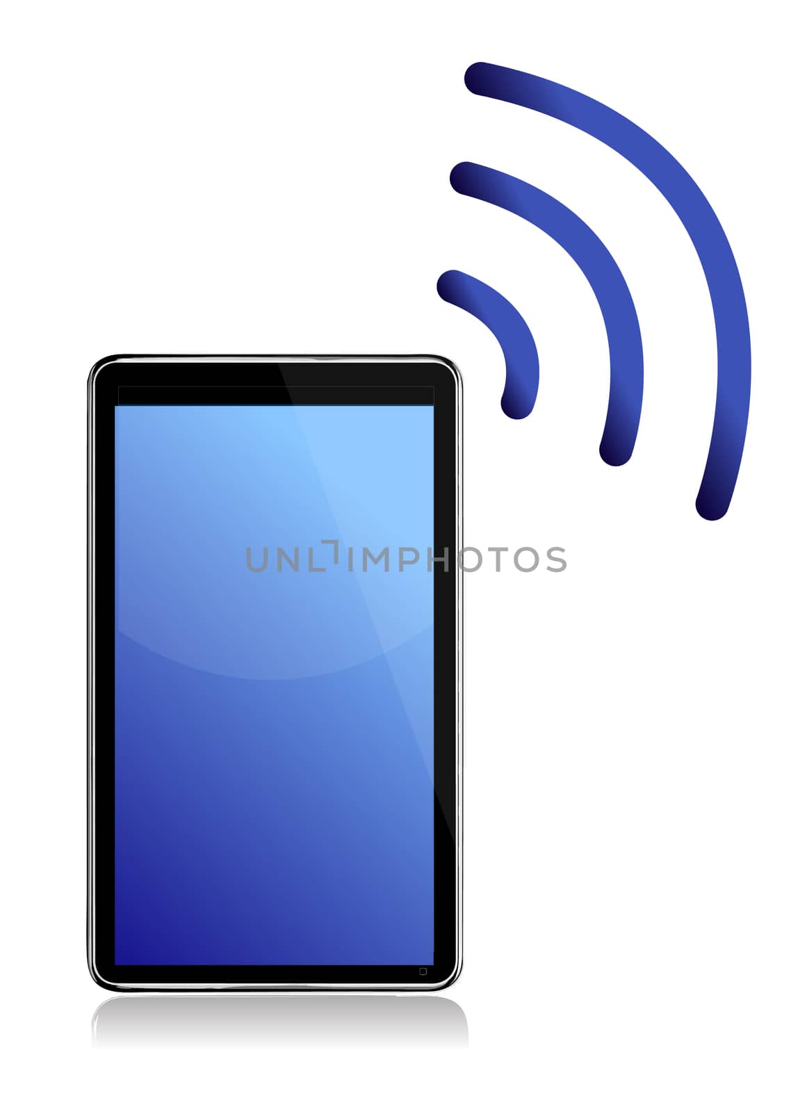 Tablet with wireless connection illustration