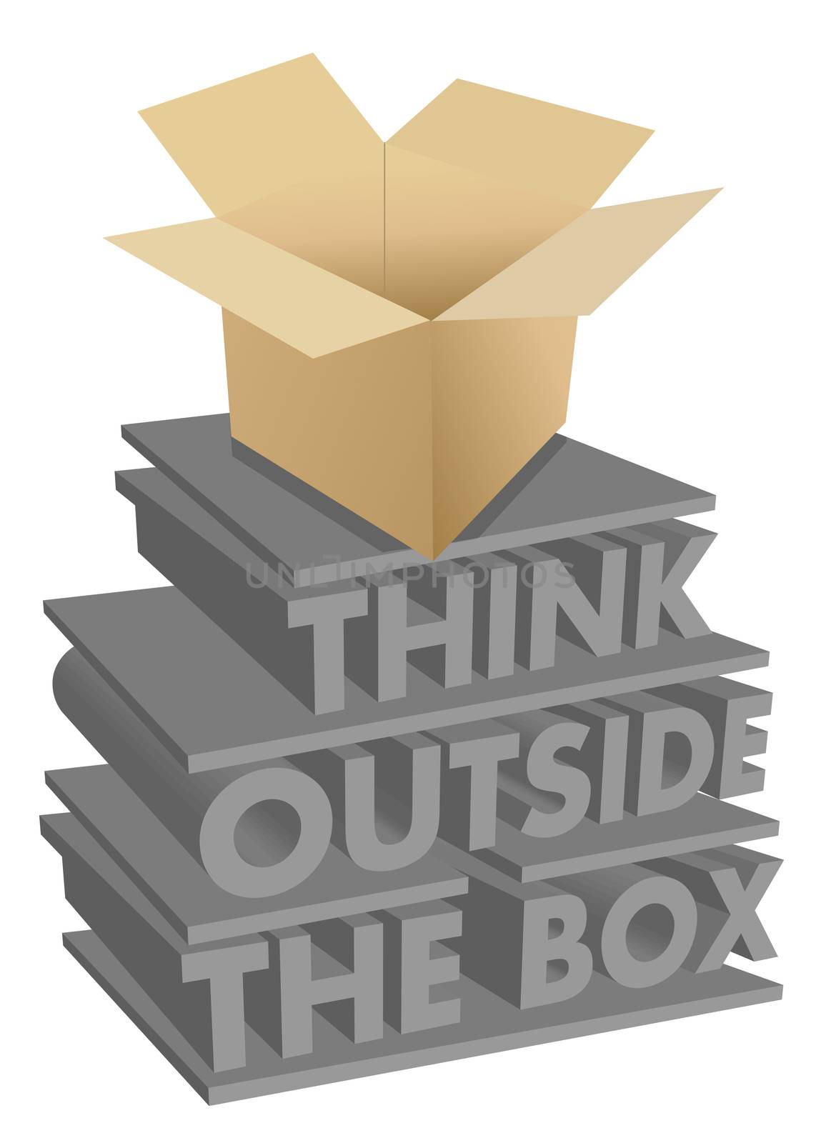 think outside the box 3d concept illustration design by alexmillos