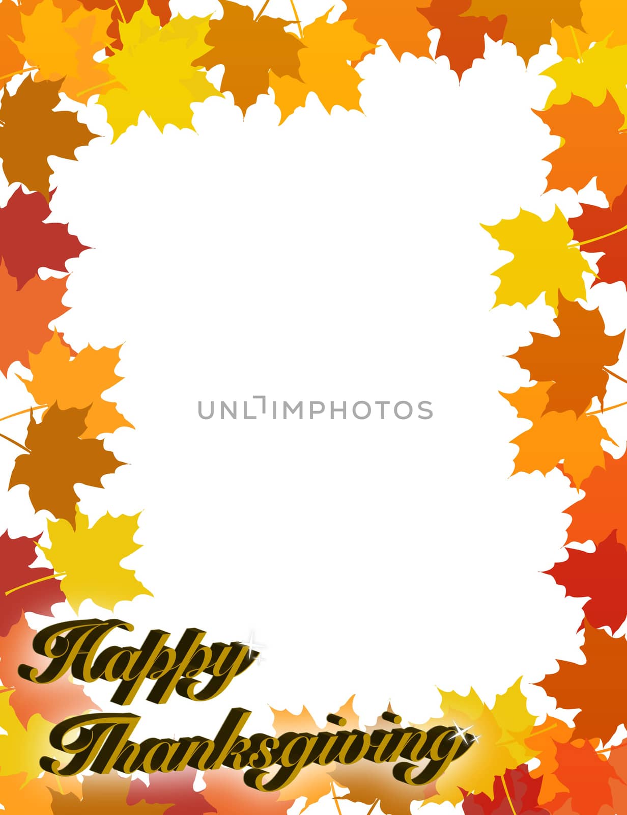 illustration composition for Thanksgiving invitation or greeting card with 3D text,