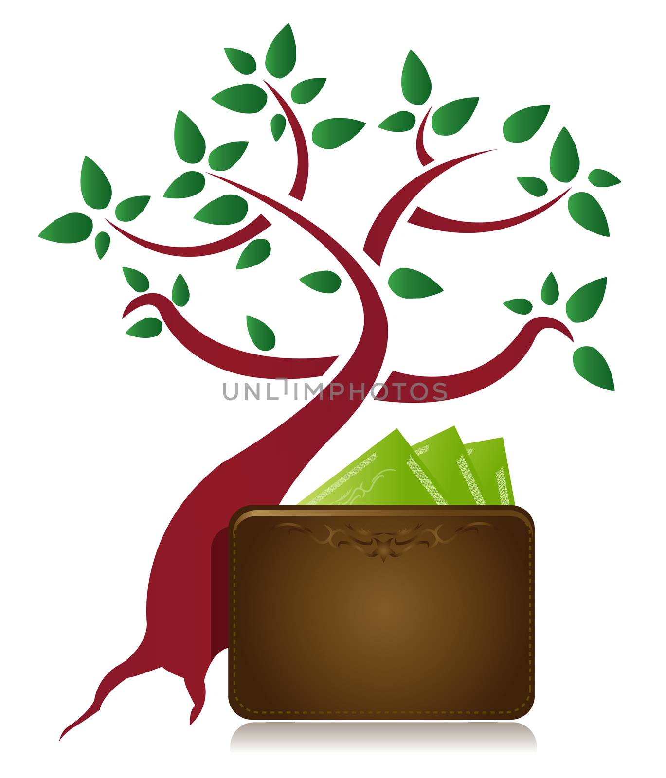 money tree and wallet illustration design on white by alexmillos