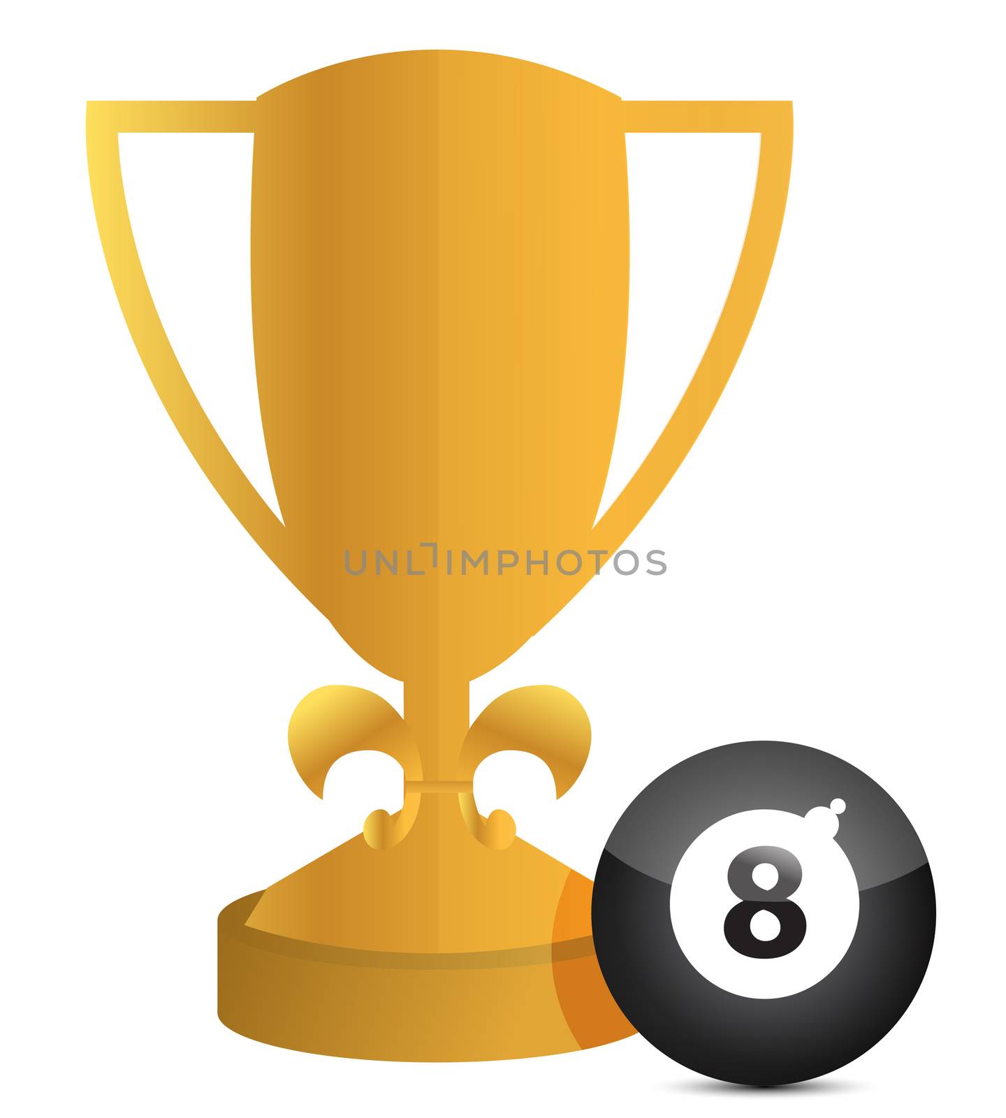 trophy and billiards ball illustration design over white