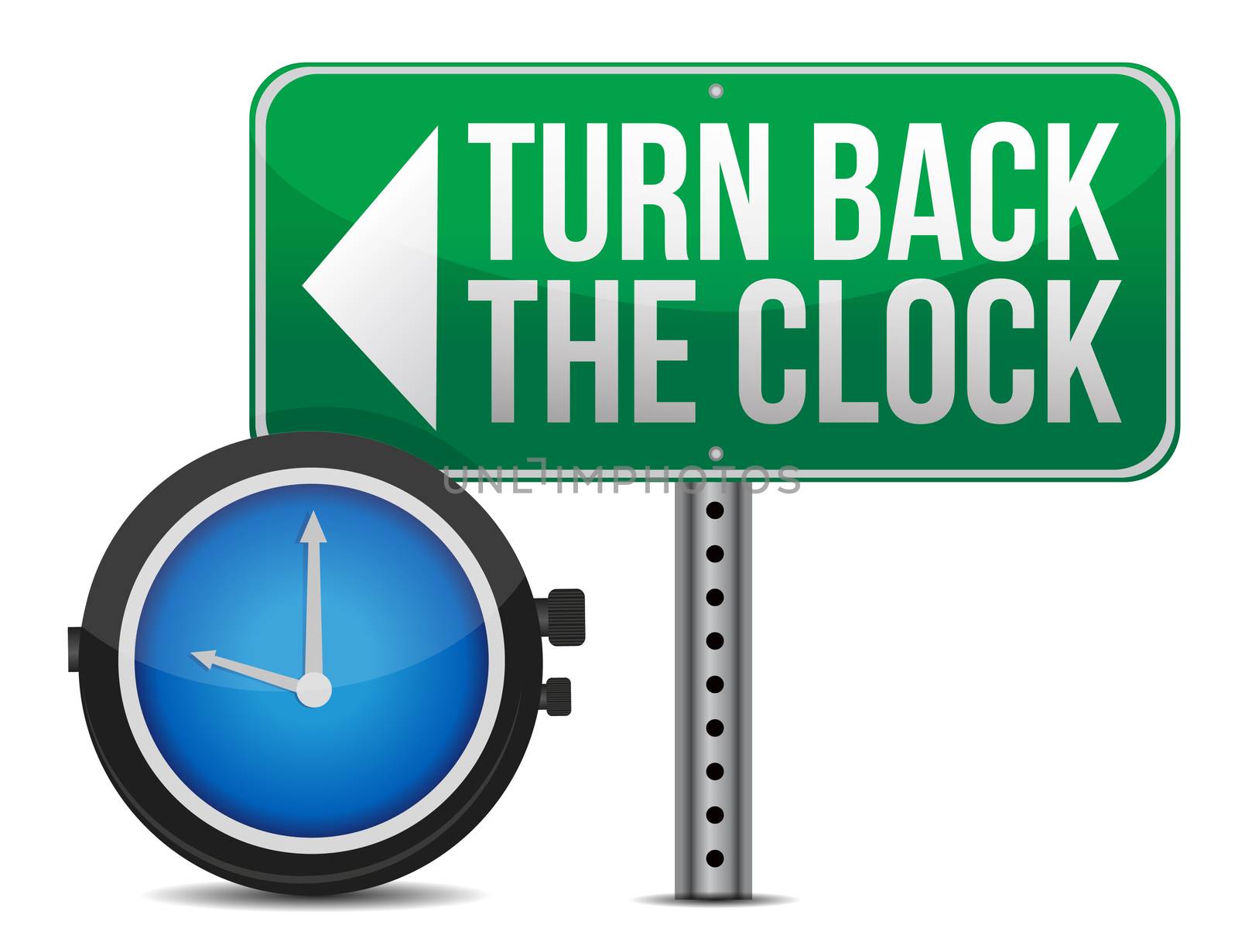 roadsign with a turn back the clock concept