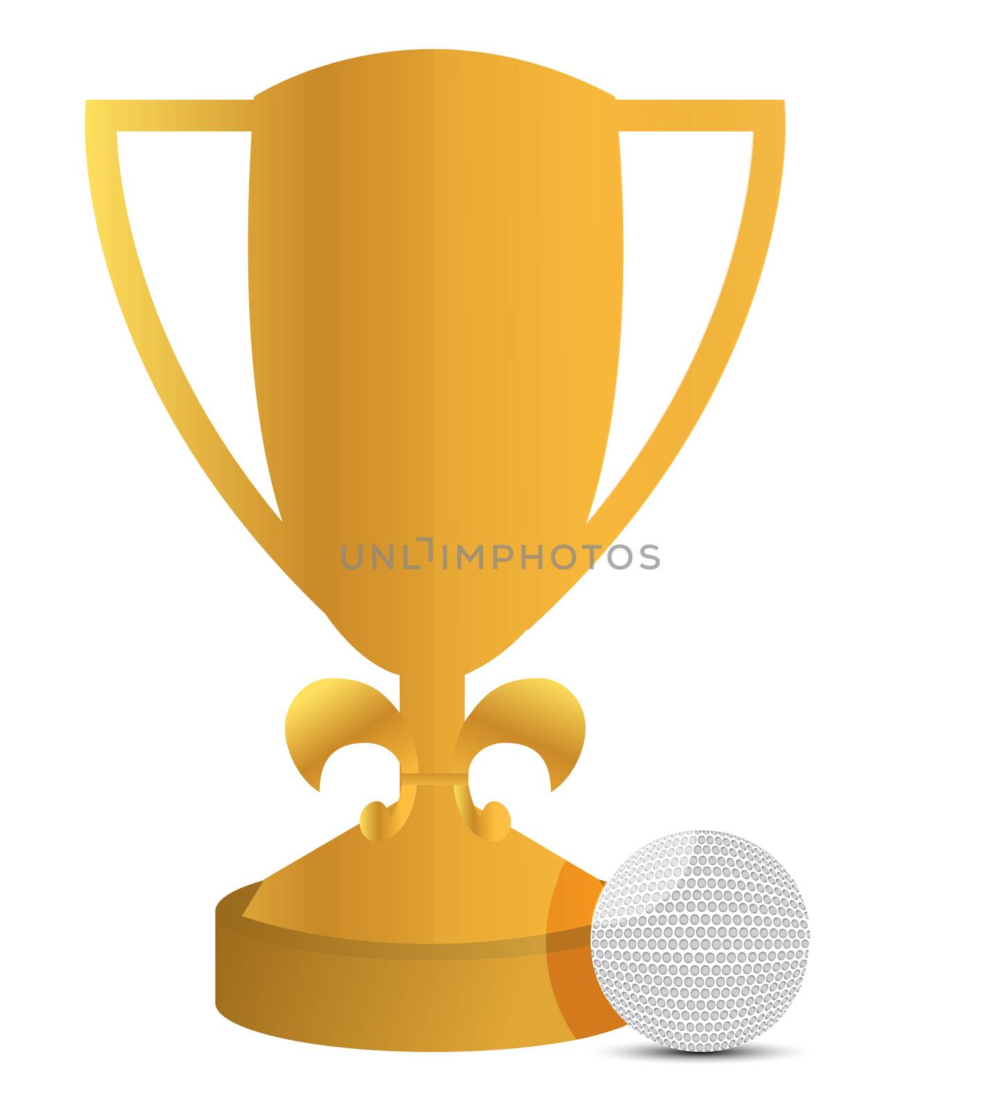 trophy and golf ball illustration design over white