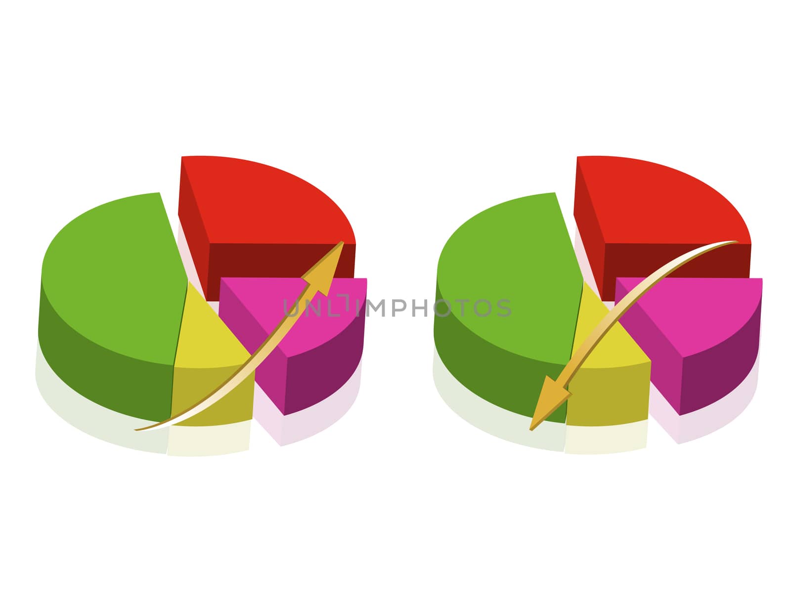 Colorful Pie charts templates isolated over a white background.