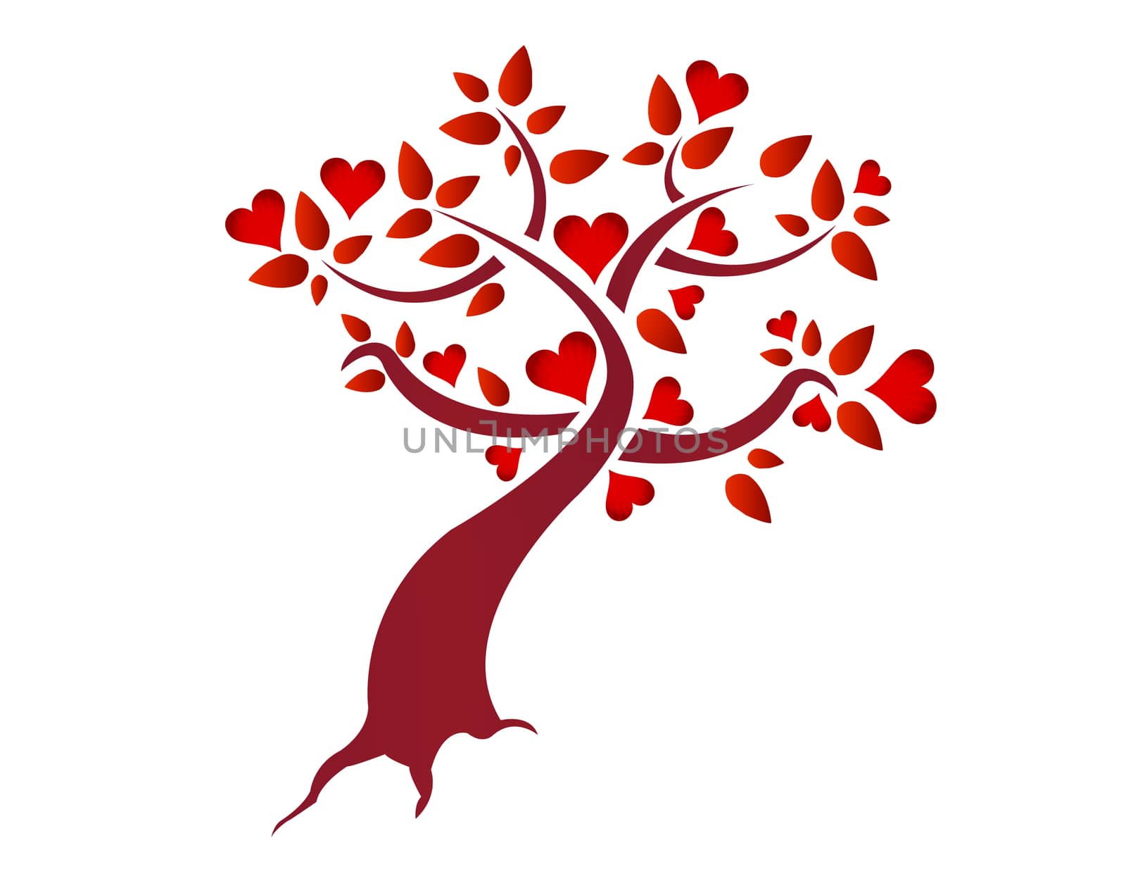 Heart tree illustration design isolated over a white background
