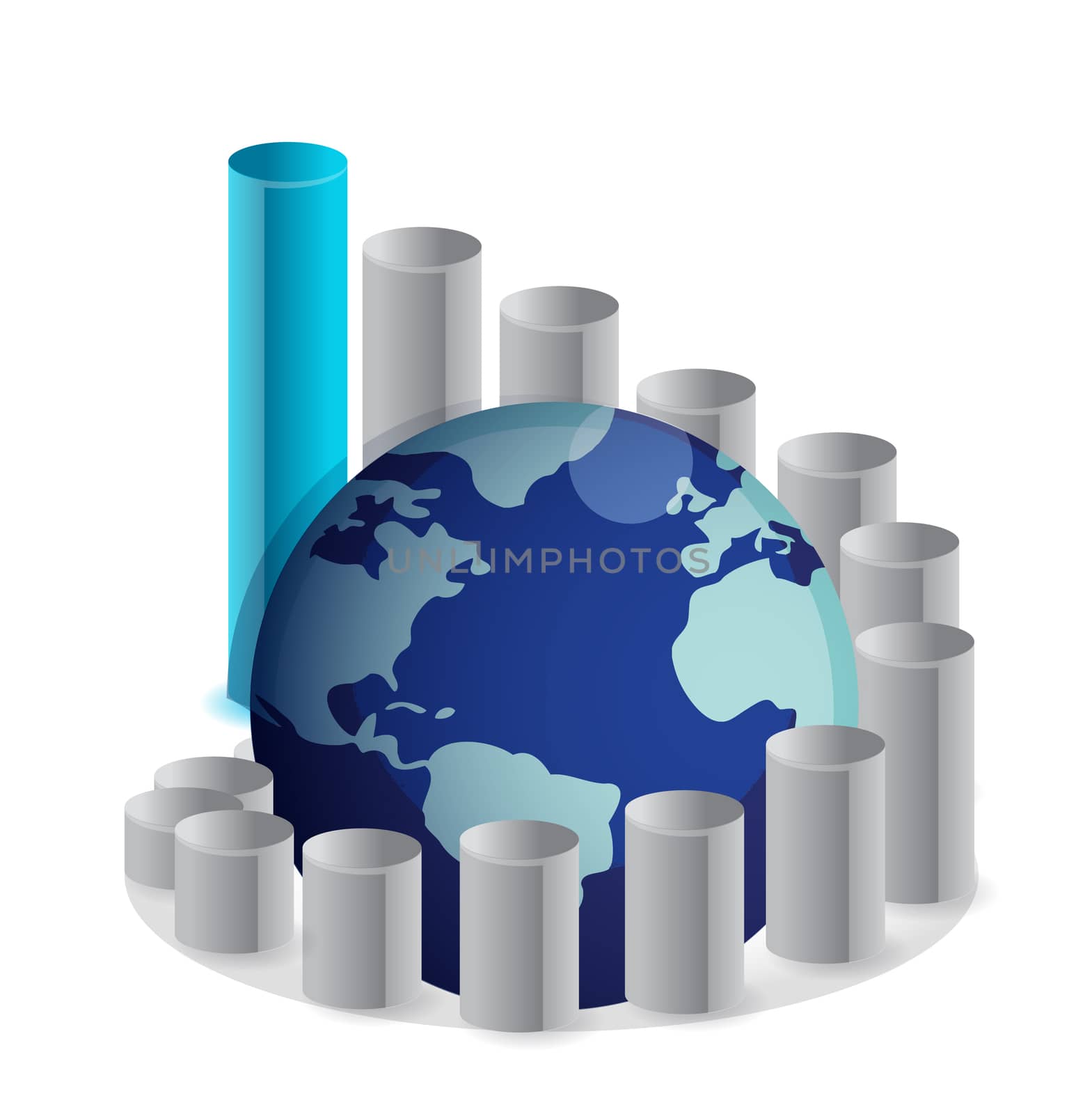 upward globe chart illustration design