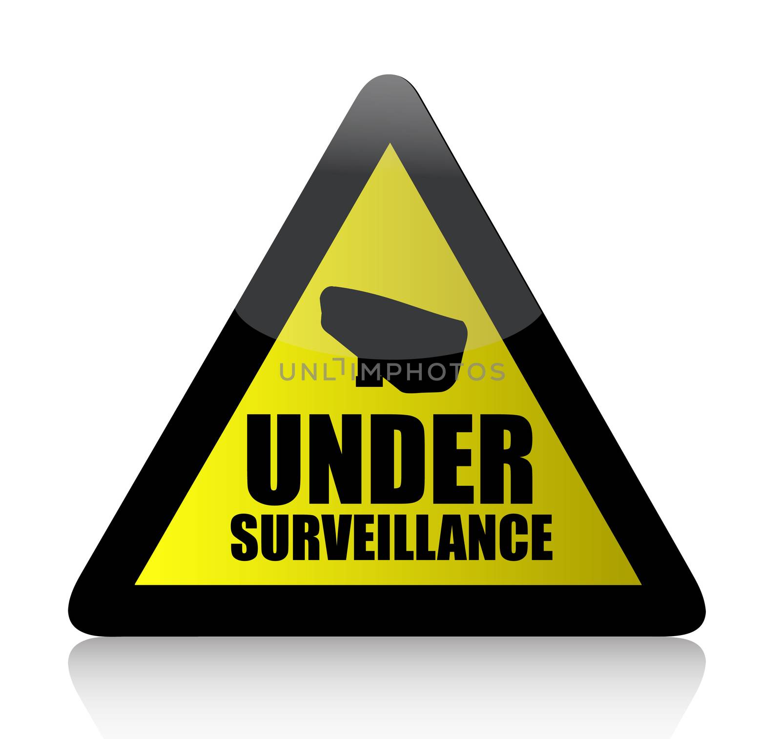 yellow surveillance sign, illustration design over white by alexmillos