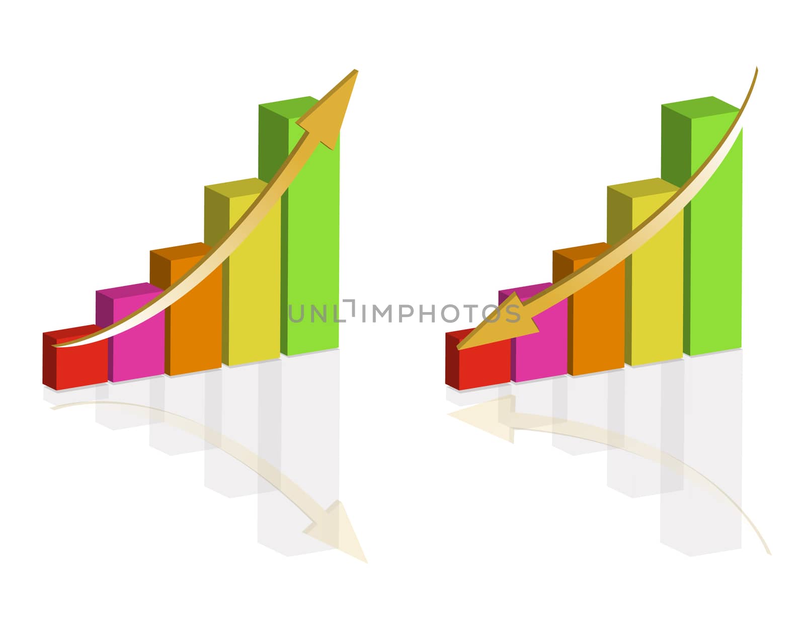 Pyramid Colorful graph templates isolated over a white background.