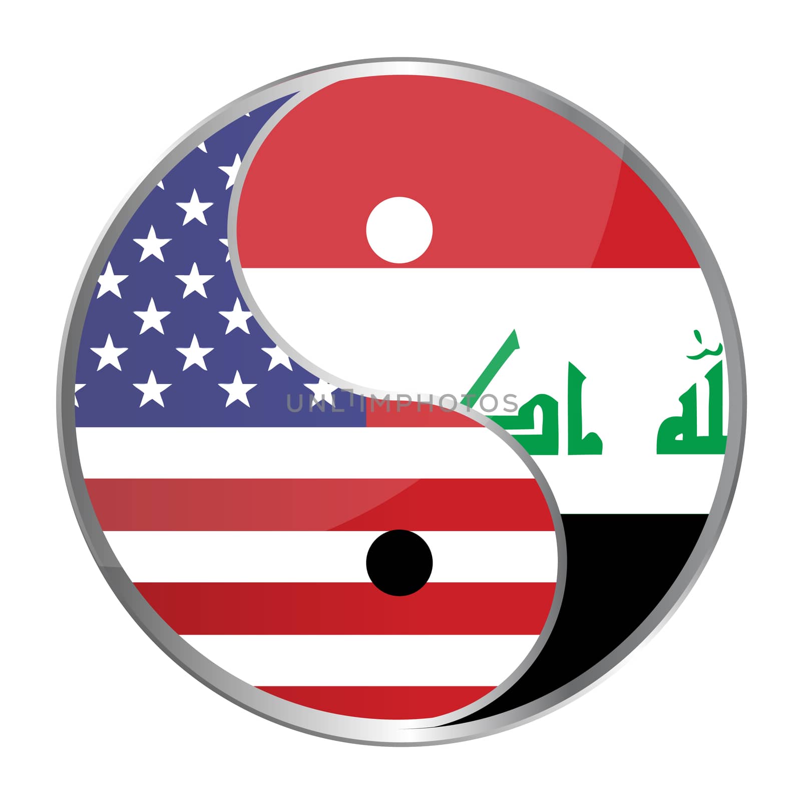 Ying yan symbol with the American and Iraqi flags. Vector File Available / Ying Yan