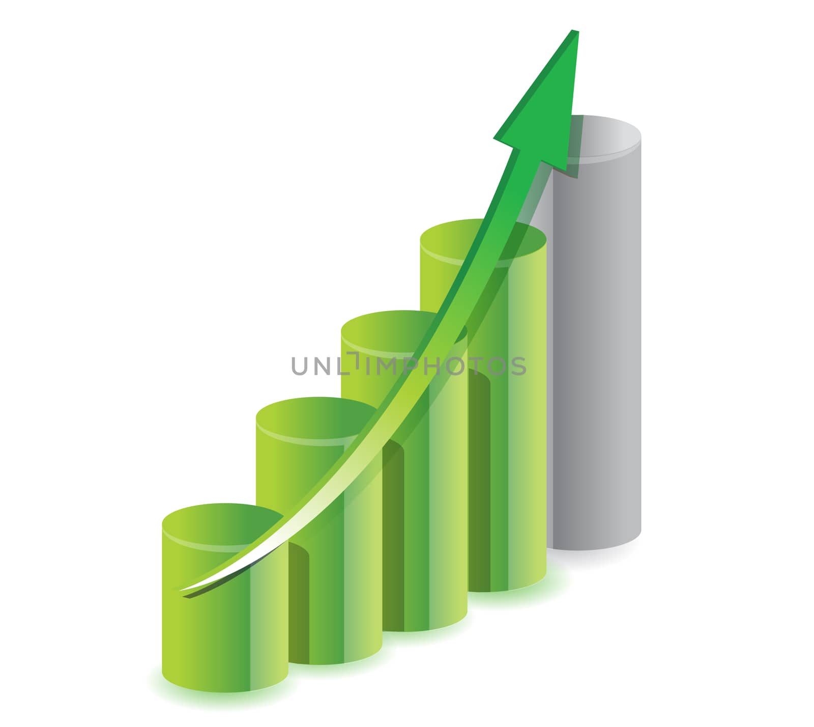 Green business graph illustration over white