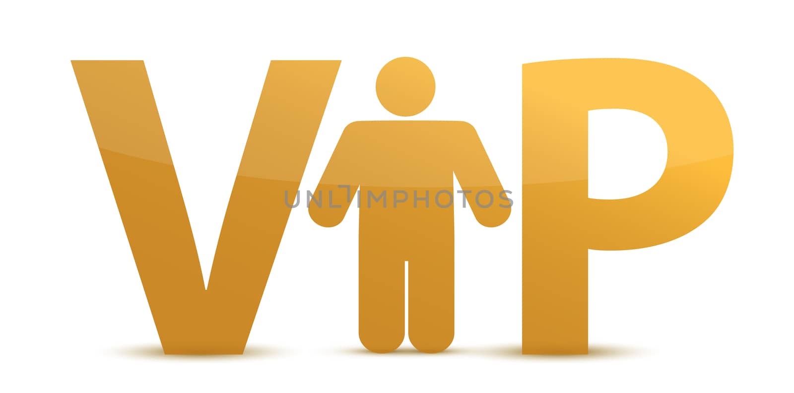 VIP person. Golden letters and human figure