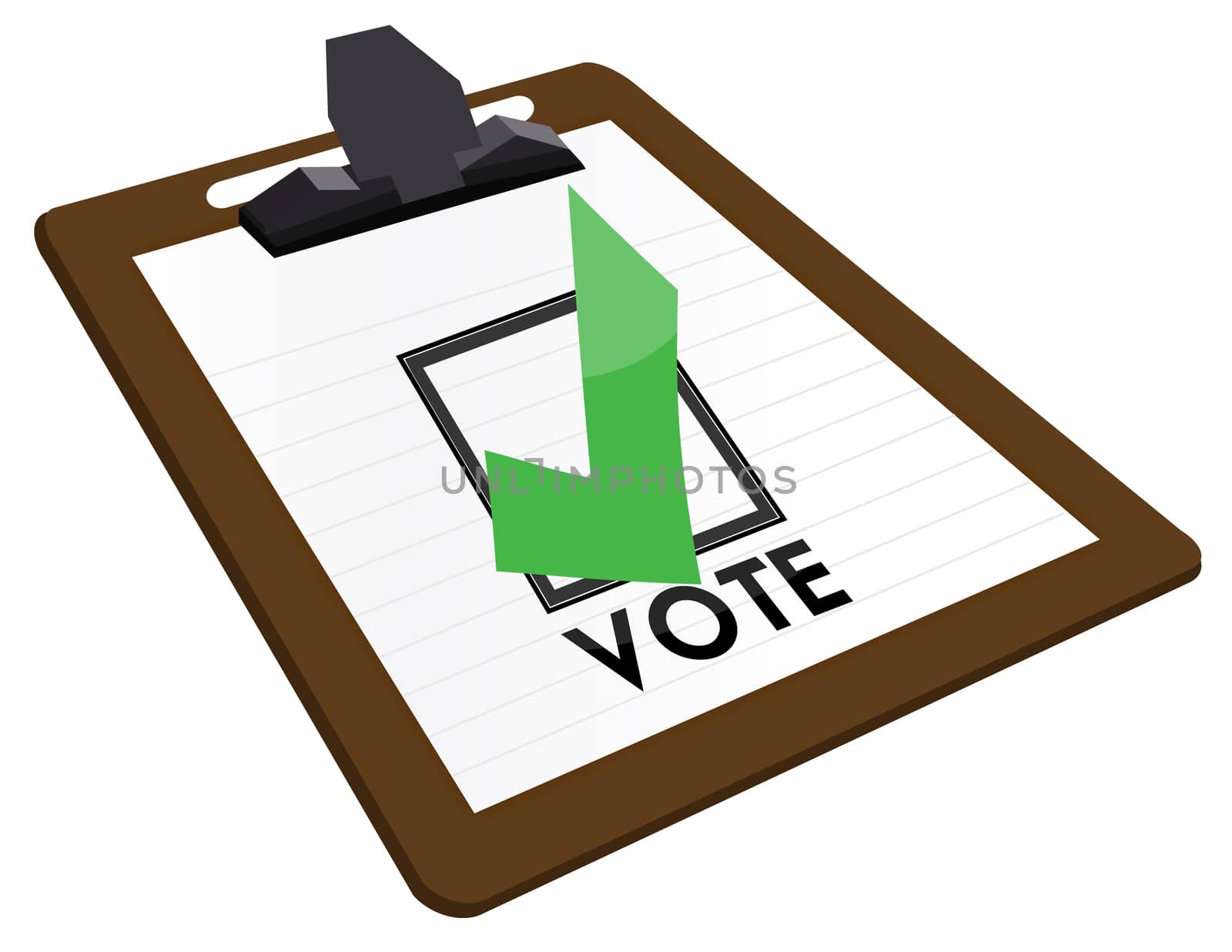 Clipboard Checkbox with green checkmark and the word vote.
