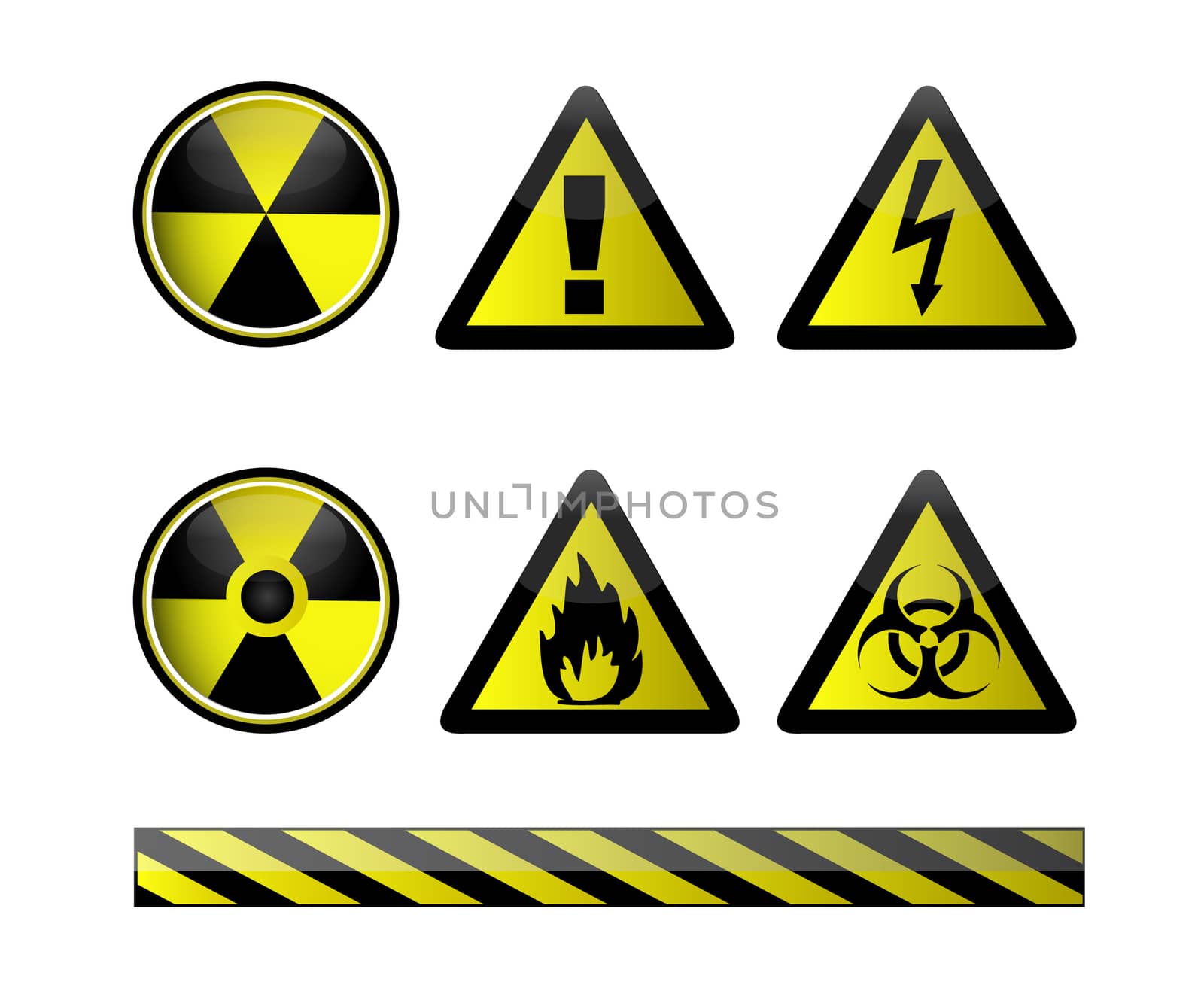 Vector of chemical hazard symbols on white