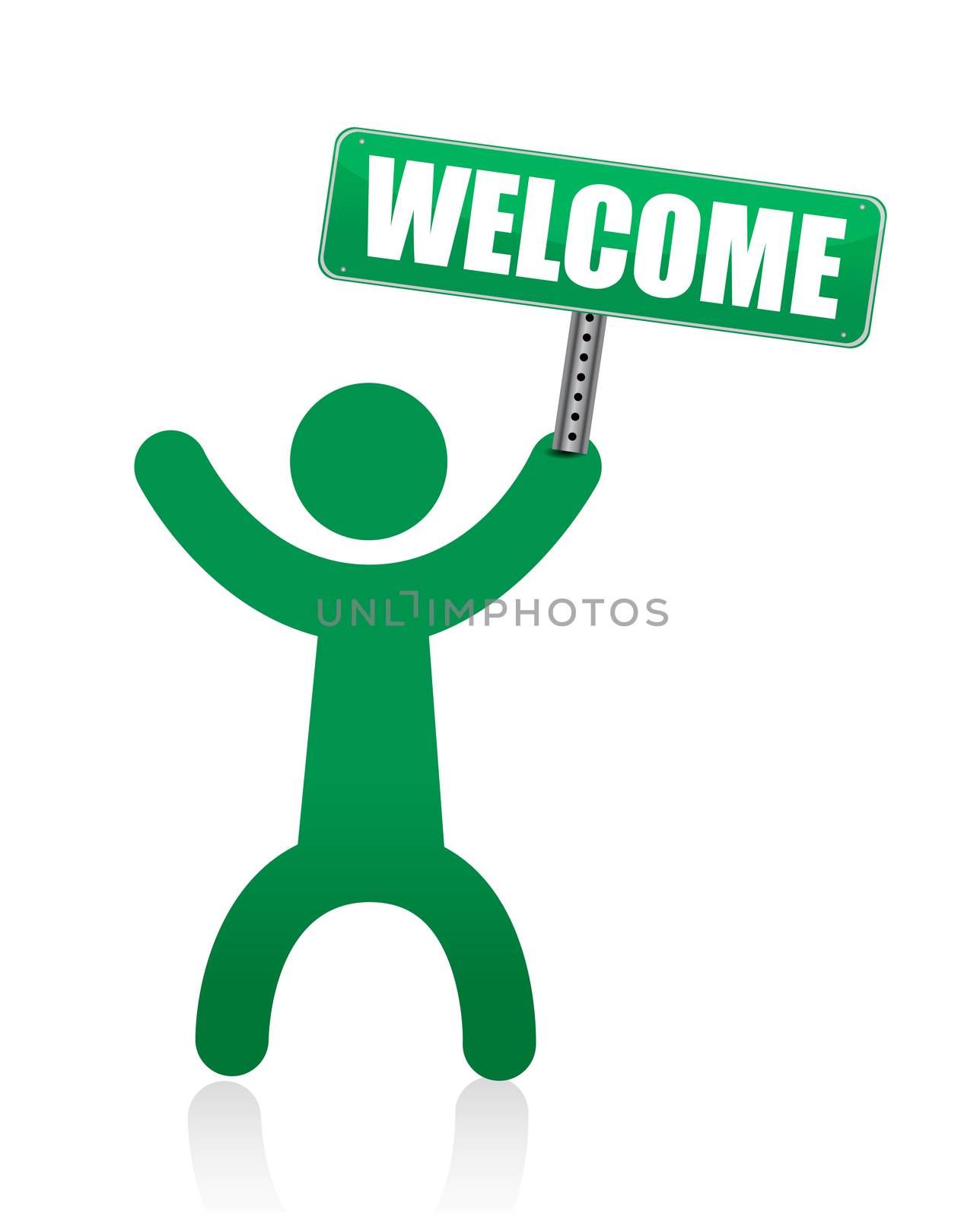 human icon with welcome sign illustration