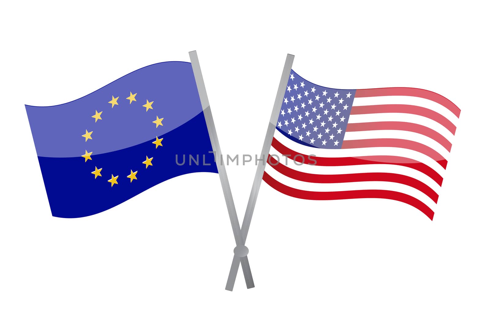 America and Europe alliance illustration design