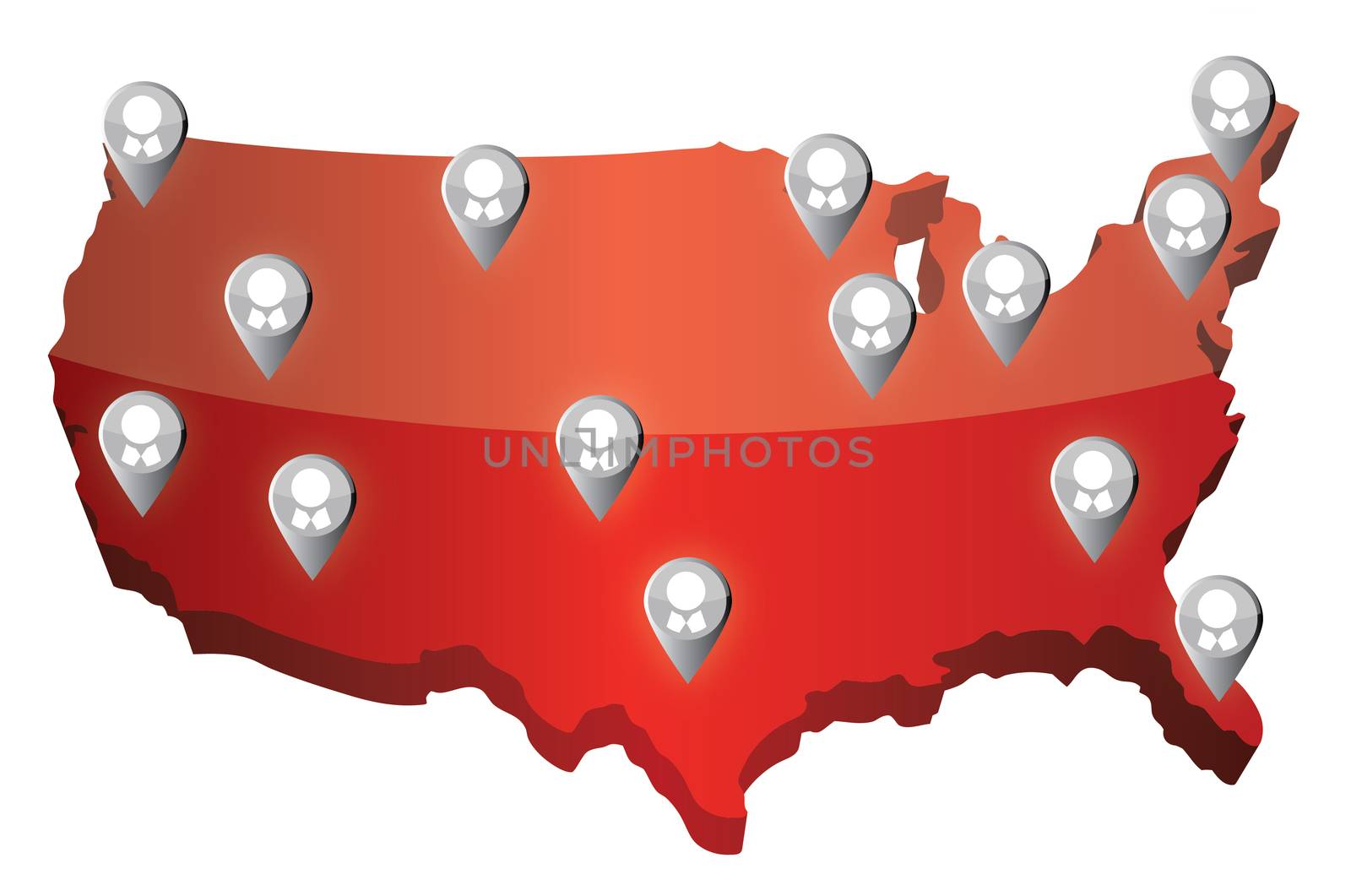 us social media networking map illustration design over white by alexmillos