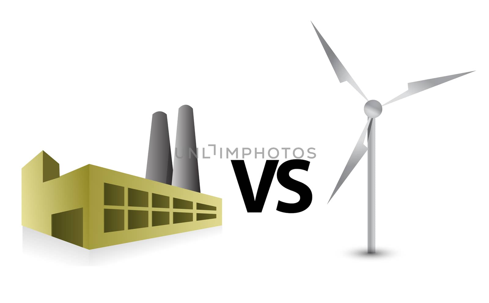 factory vs windmill energy illustration concept design by alexmillos