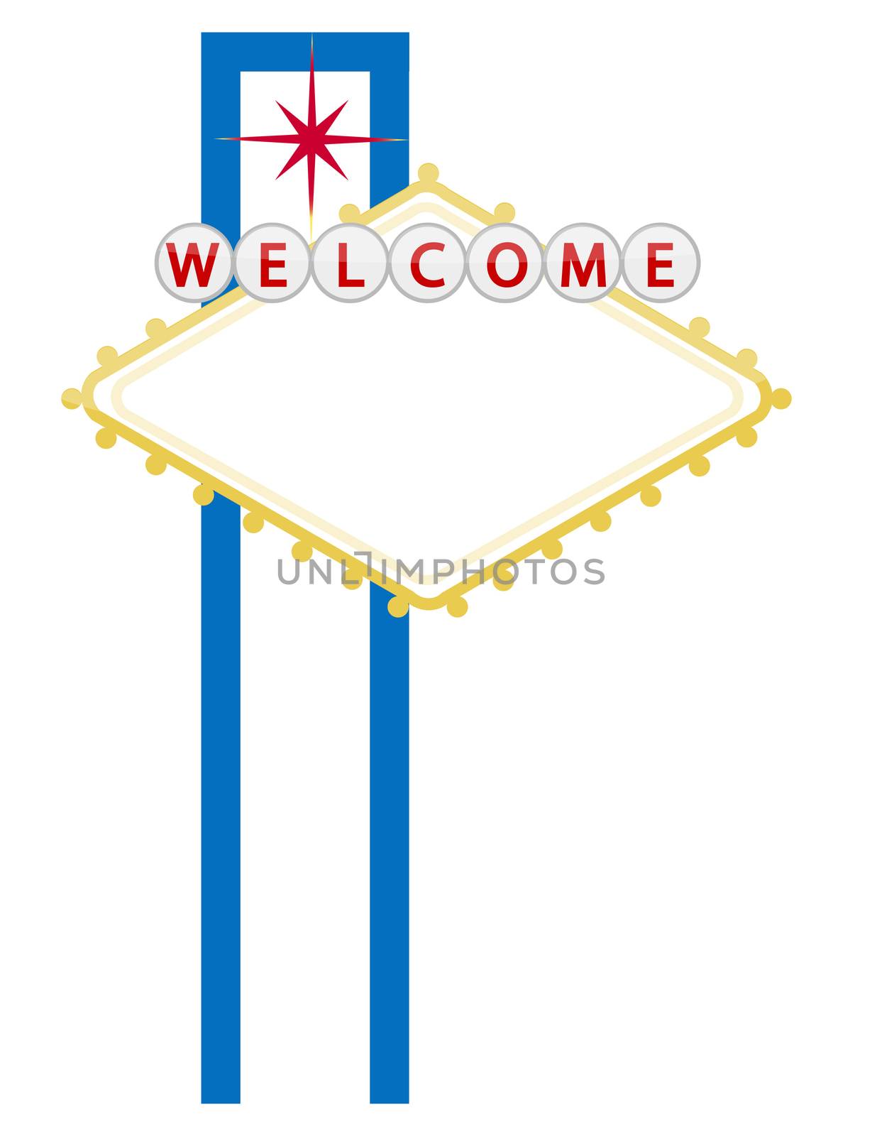 Casino or city welcome sign isolated over a white background