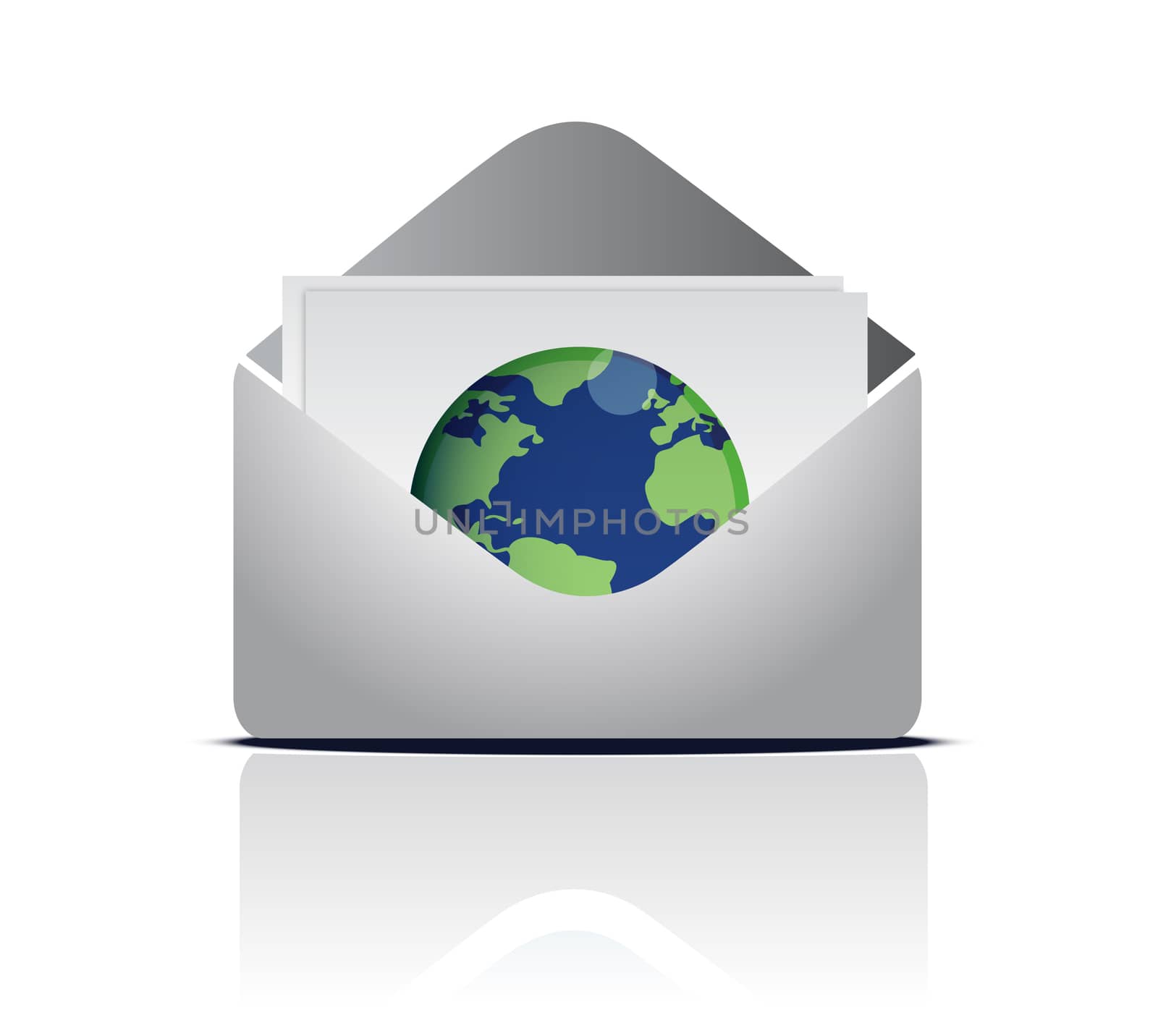 Envelope email world sign isolated on white. by alexmillos