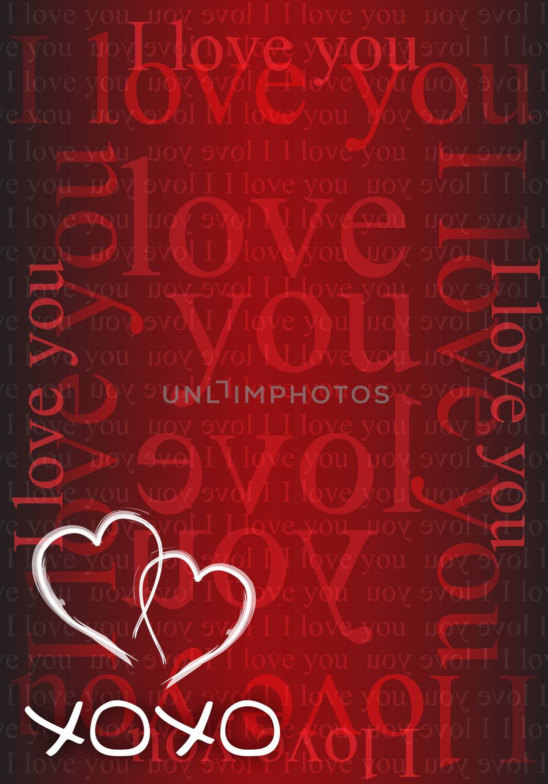 xoxo hearts red love card illustration design by alexmillos
