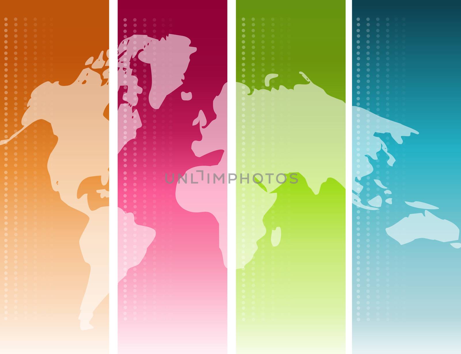 Colorful unfolded map of the world background