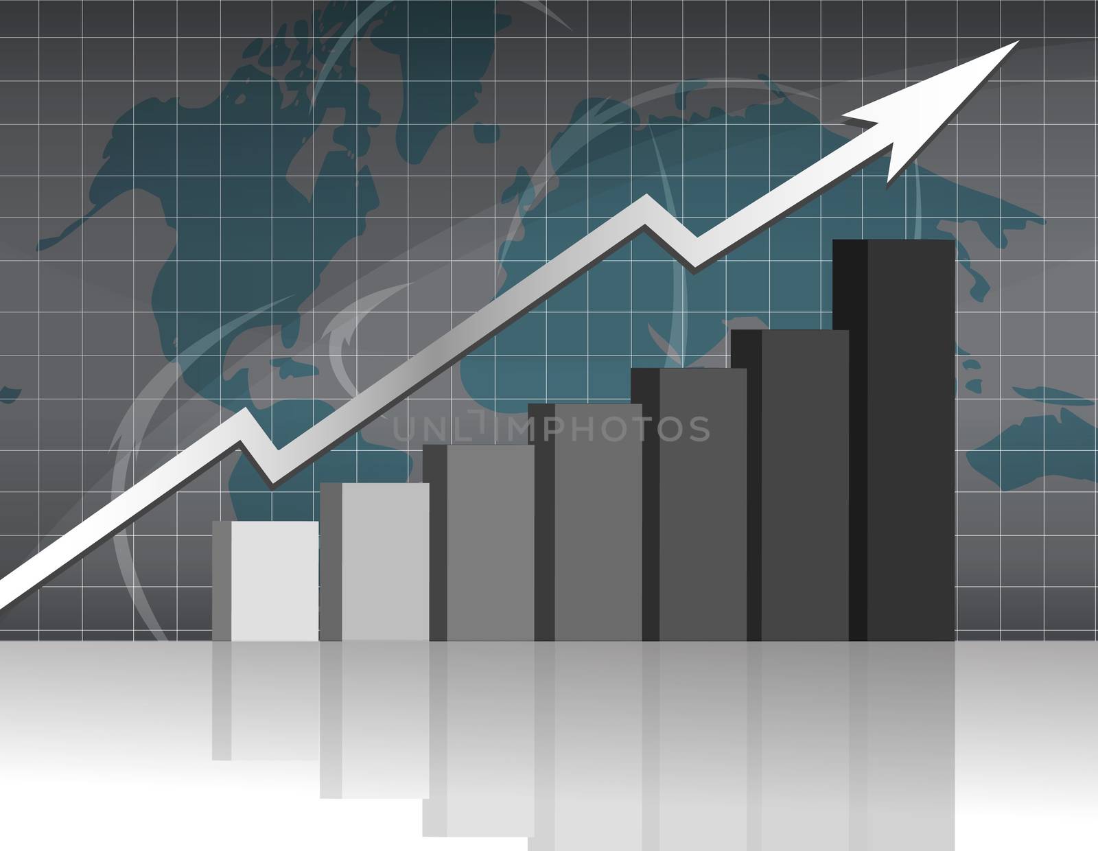 Business graph with world background. Vector File also available by alexmillos