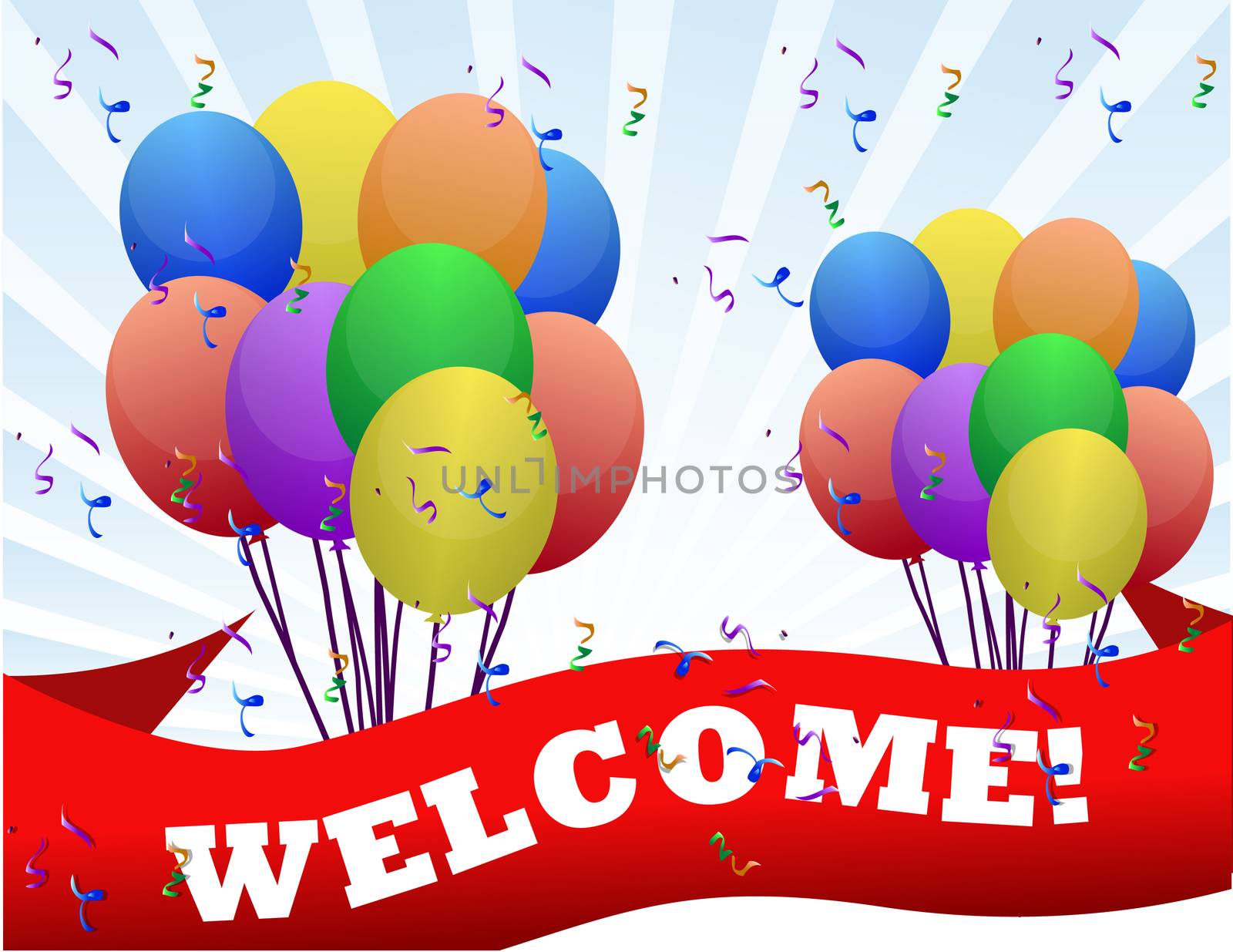 colorful Welcome balloons and banner illustration design