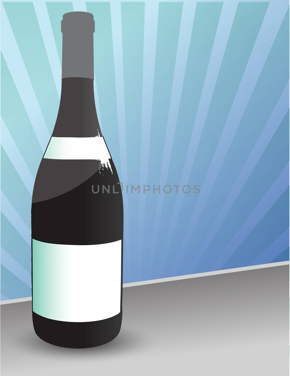 Bottle of red wine with blank labels by alexmillos