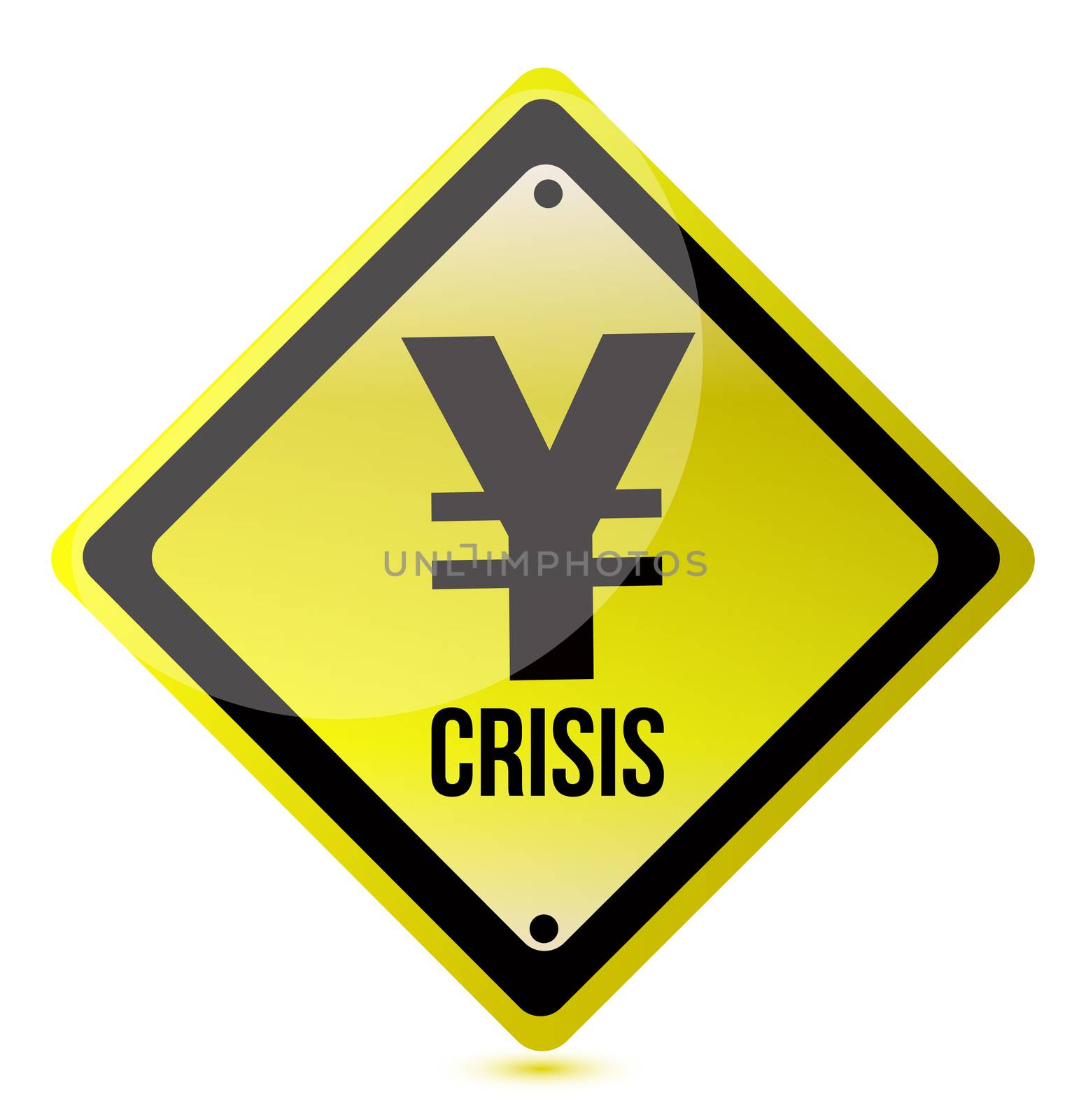 yellow yen crisis sign illustration design on white