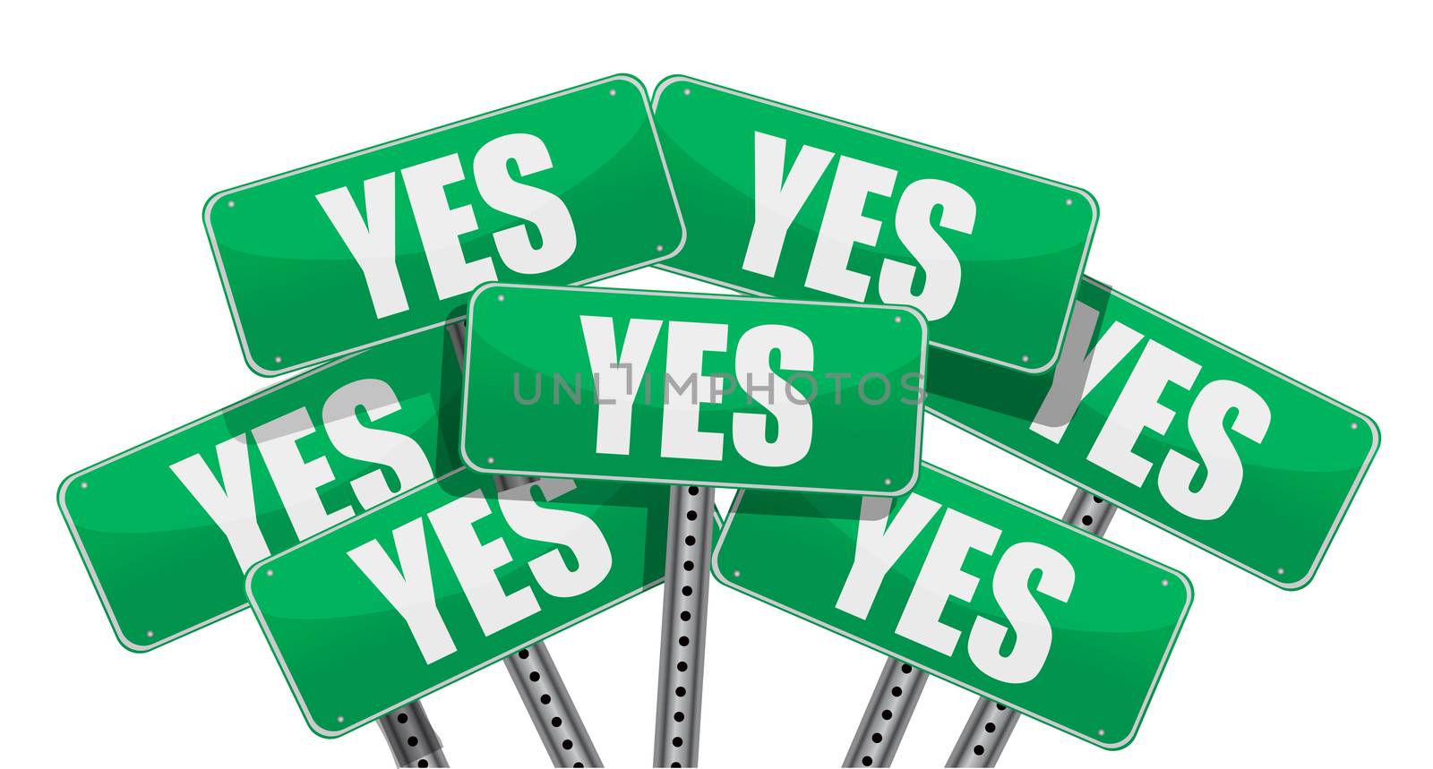 green yes signs illustration design on white background by alexmillos