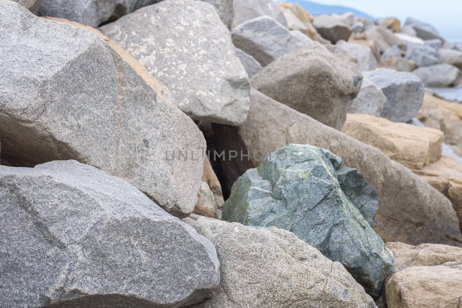 Pile of boulders and rocks. Pile with big stones