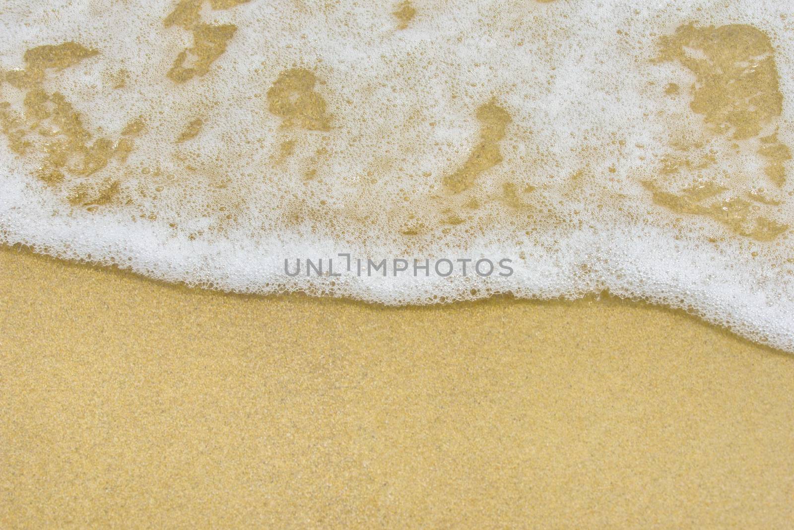 Sea foam on the beach. Sea beach and soft wave