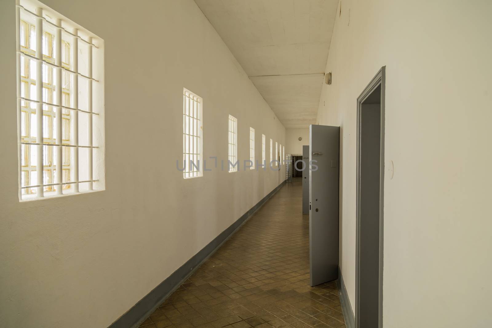 Interior view of the old political prison, within the walls of the fortress of Peniche, Portugal