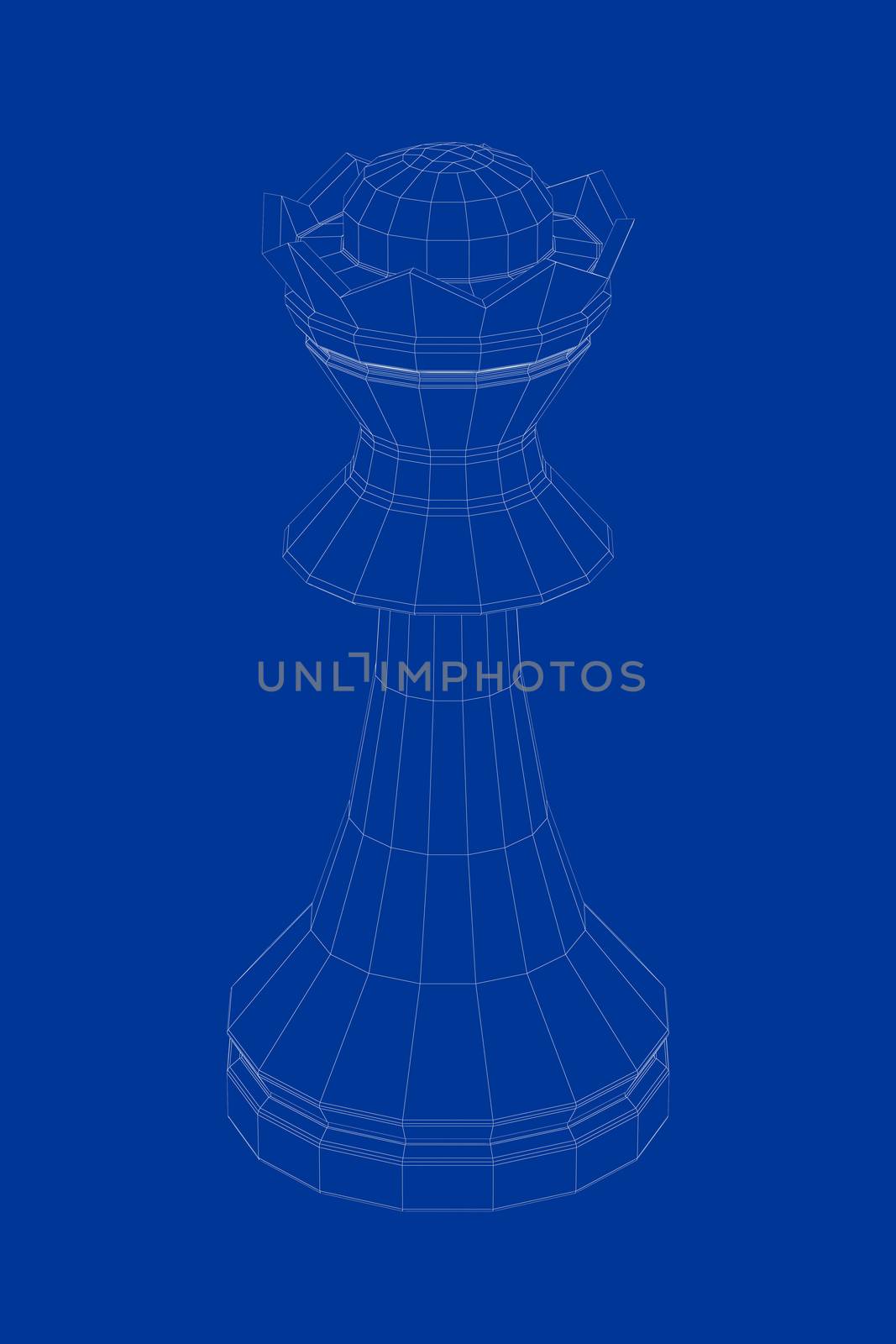 3d wire-frame model of queen chess piece
