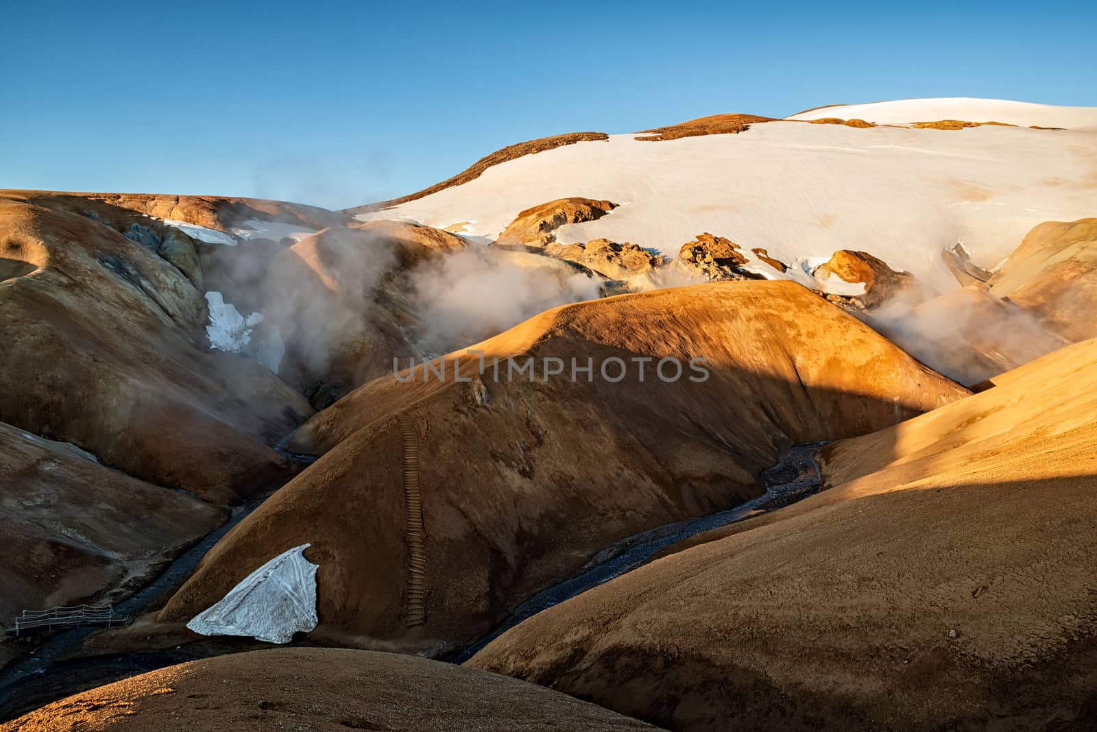 Sunrise in Kerlingarfjoll geothermal area in a sunny summer day, Iceland