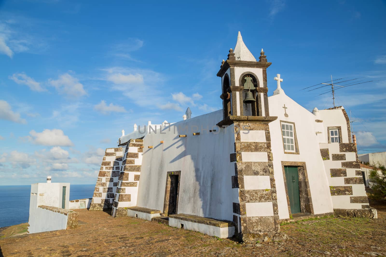 Church near the ocean in Pico island. Azores, Portugal