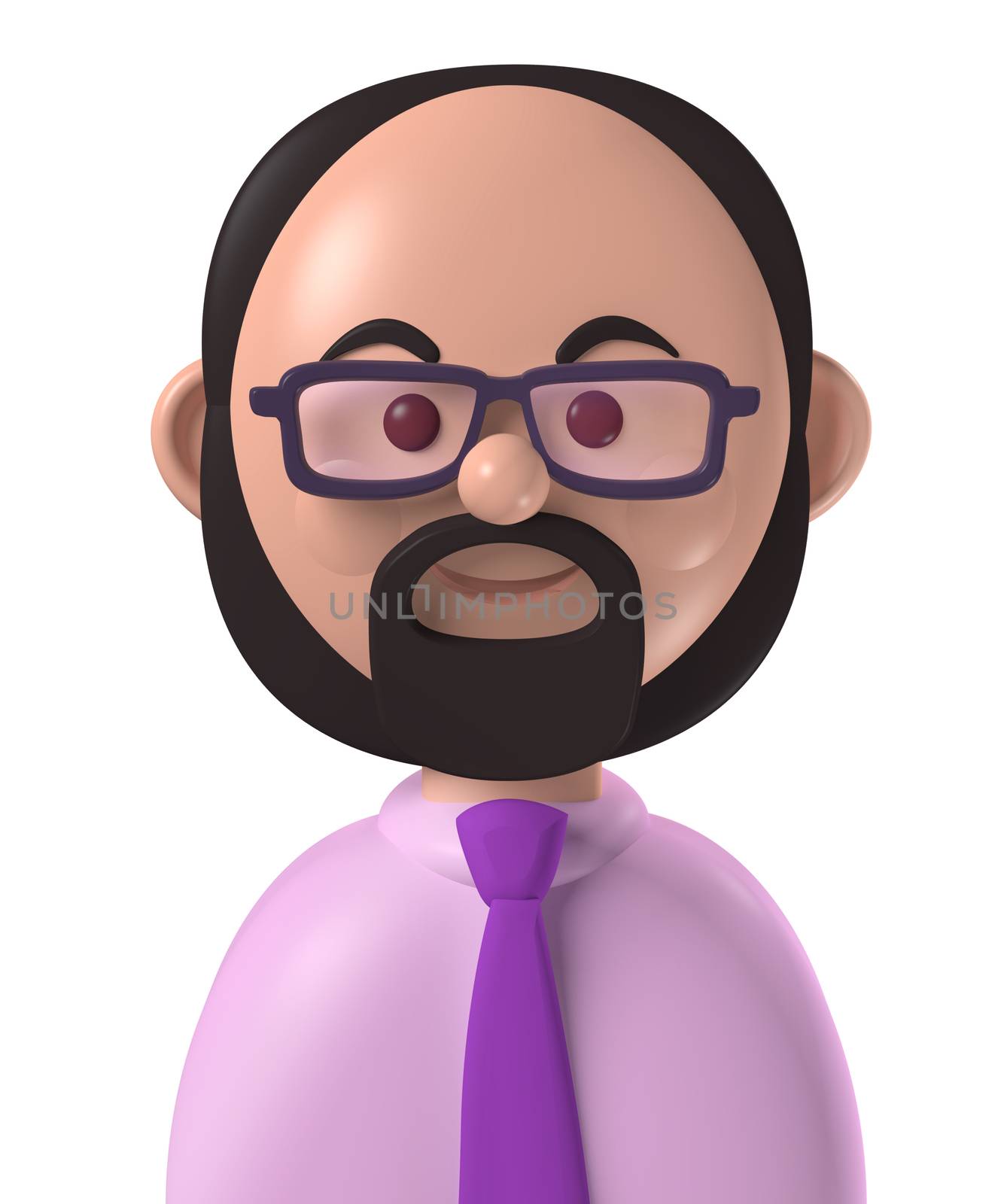 Cartoon character 3d avatar middle age happy bald caucasian man by anterovium
