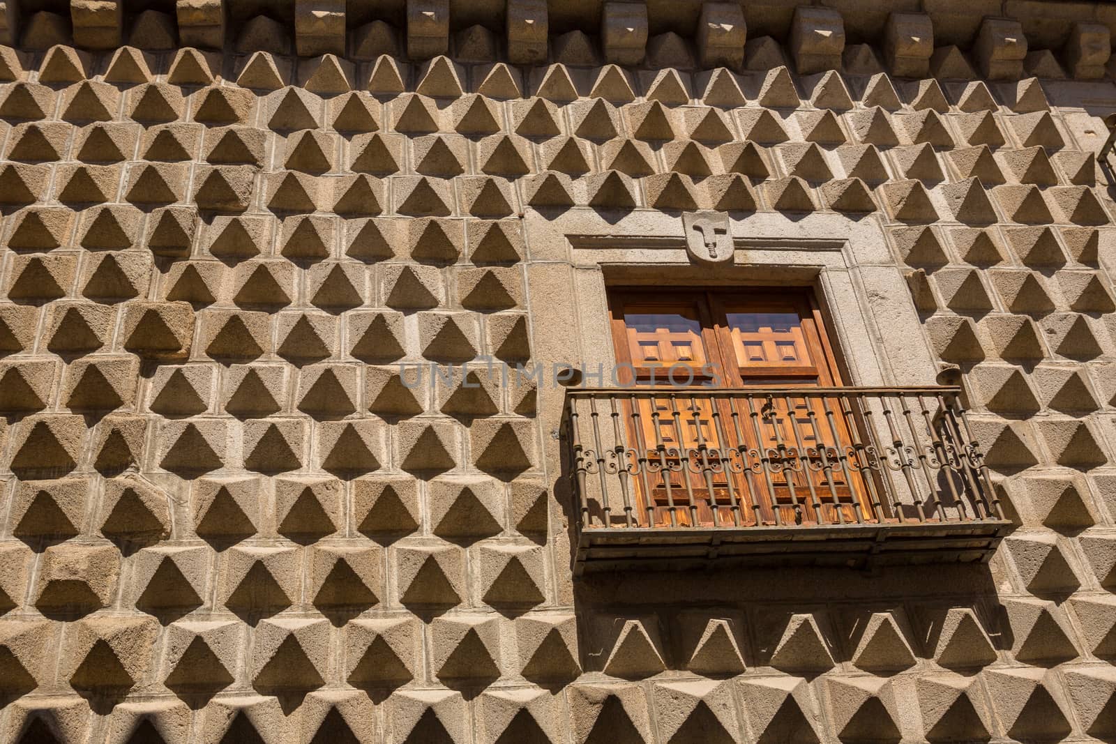 Segovia, Spain - House Los Picos is most notable for its facade which is covered entirely by pyramid-shaped granite blocks. The building dates back to the 15th century.