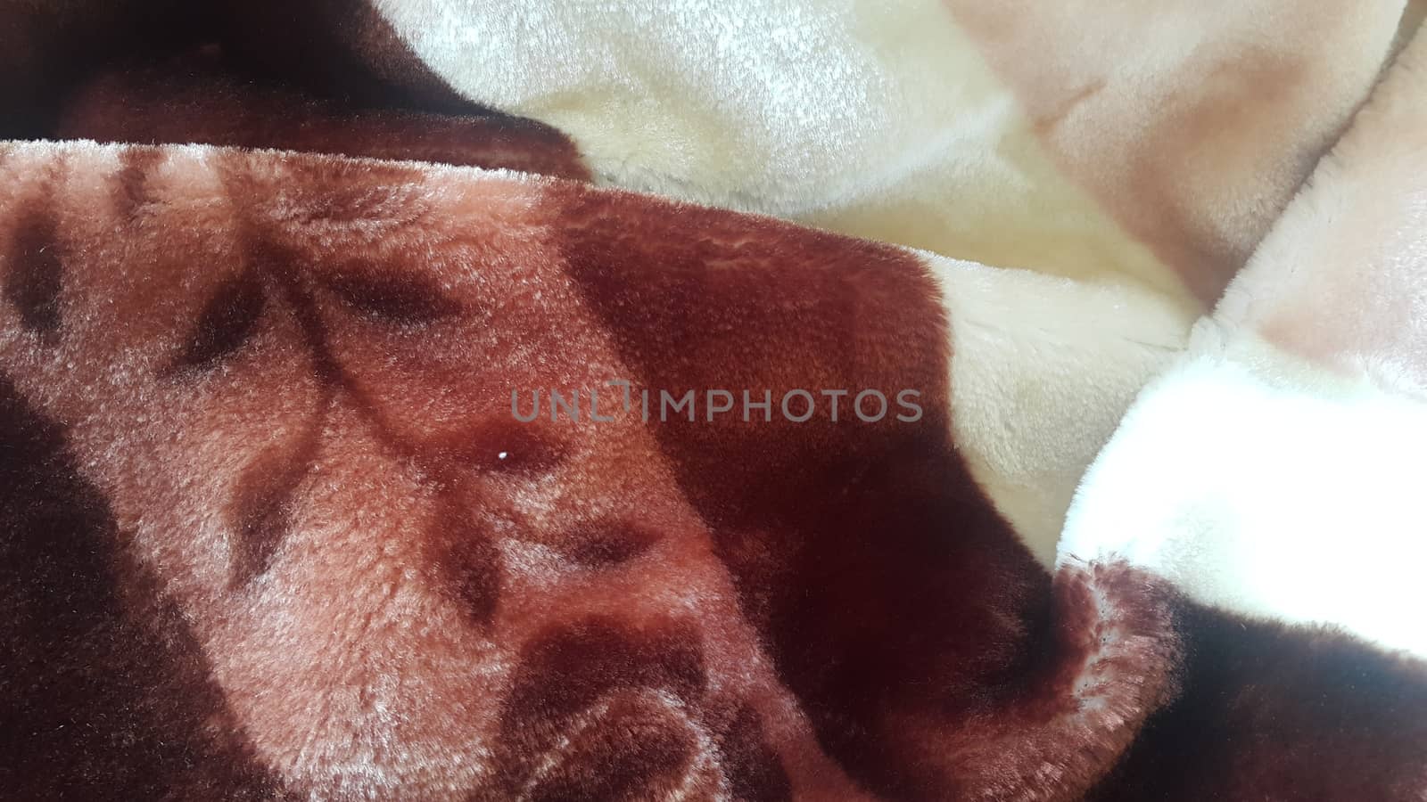 Closeup macro view of colorful soft blanket for winter season