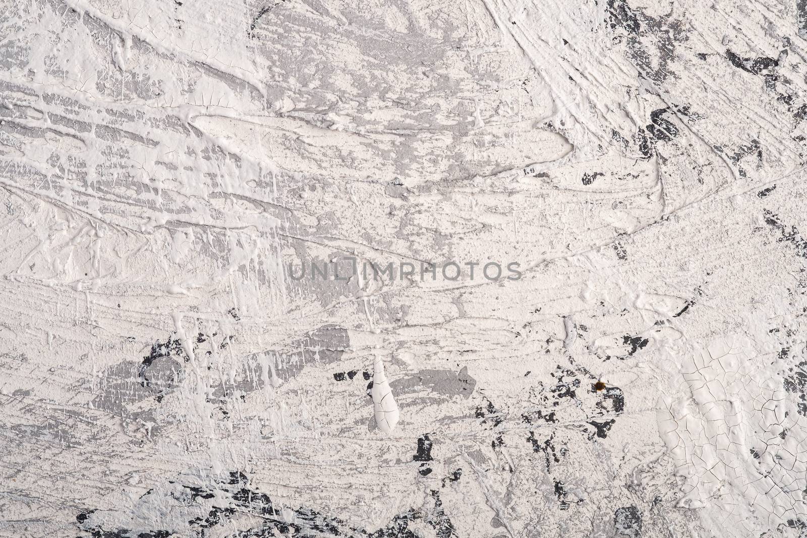 Photo of creative bright textured background in white, grey and black grunge colors, paint and splash drops backdrop