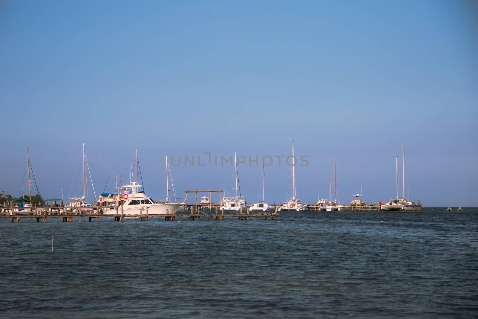 The boats on a sea port in maroma beach, mexico , near the mooring