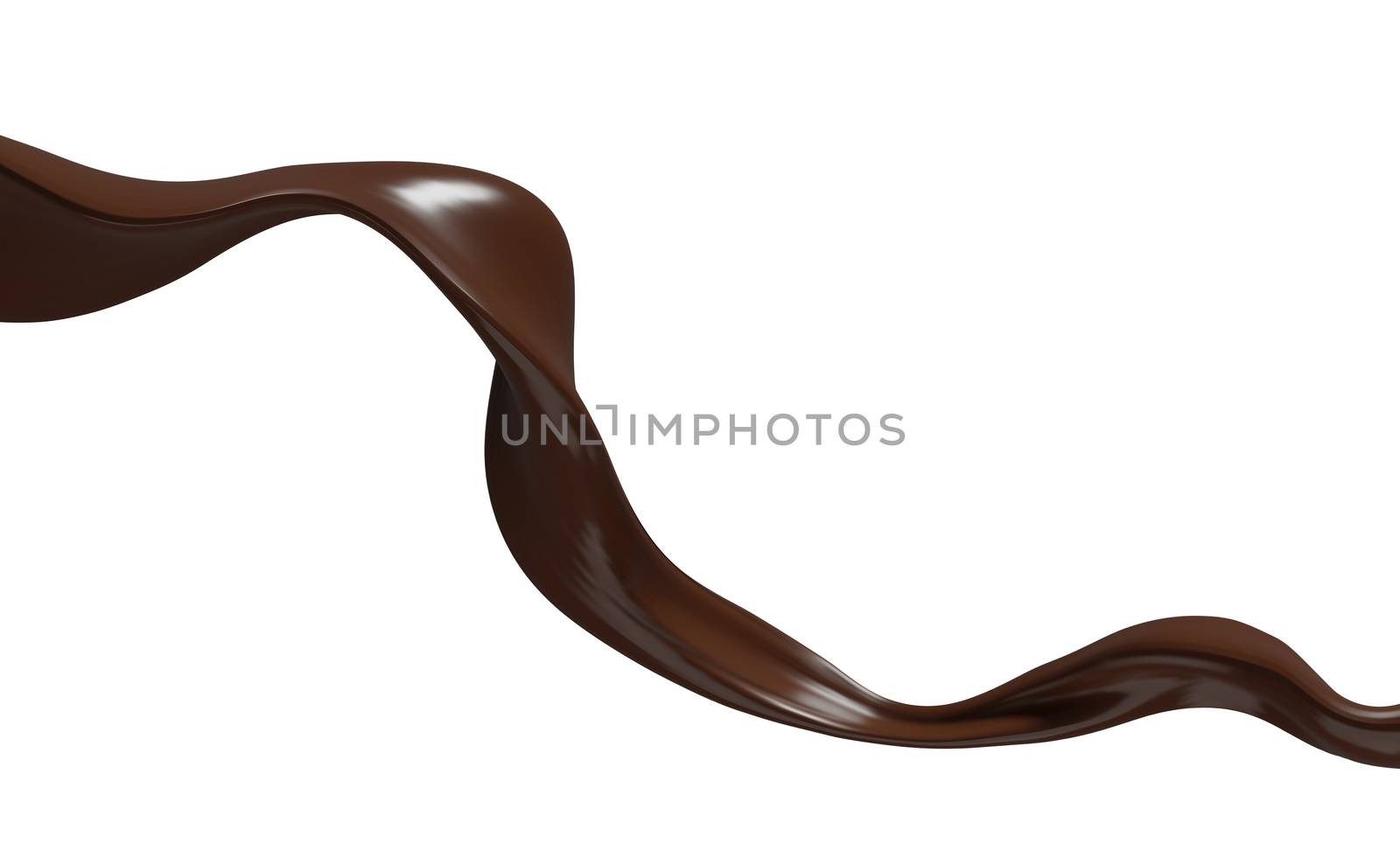 Flow of dark chocolate isolated on white background 3d render by Myimagine