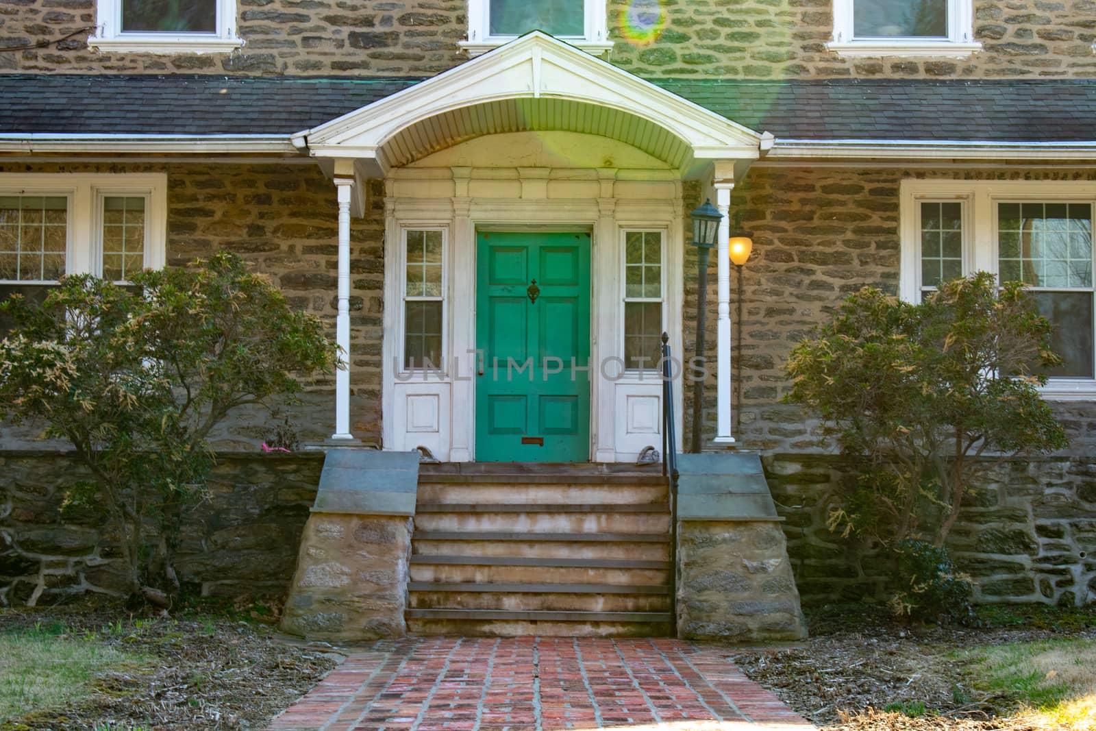 A Teal Front Door on a Suburban Home by bju12290