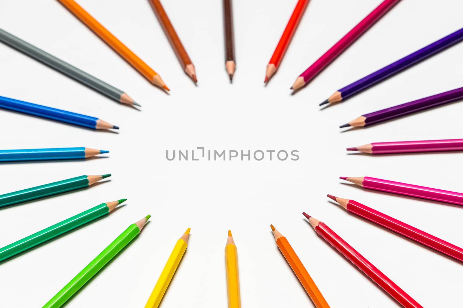 Color pencils on white background.Close up. Back to school concept.