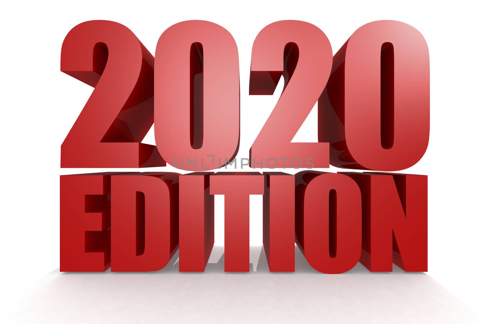 Edition 2020 word with isolated background, 3d rendering