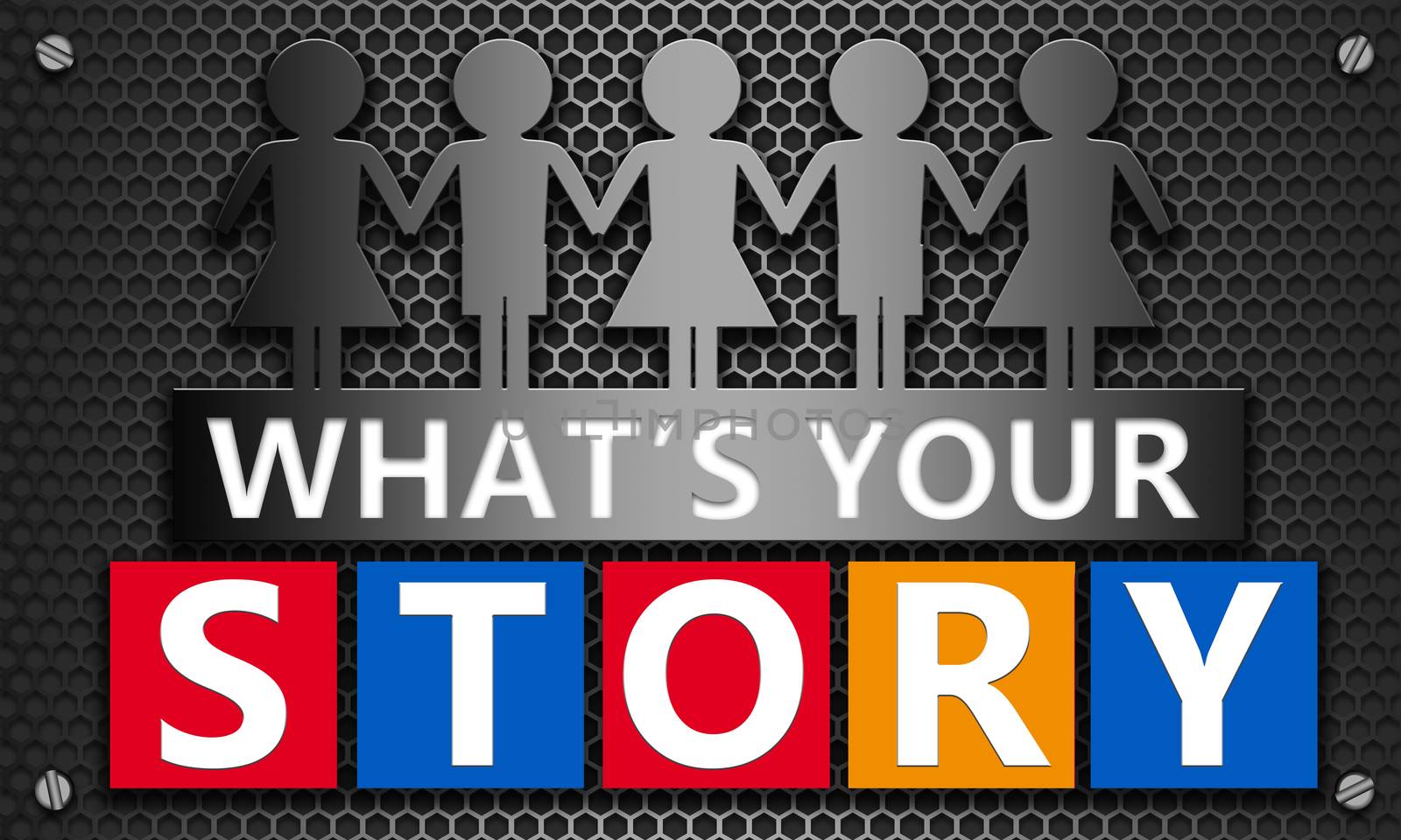 What is your story text on mesh hexagon background by tang90246