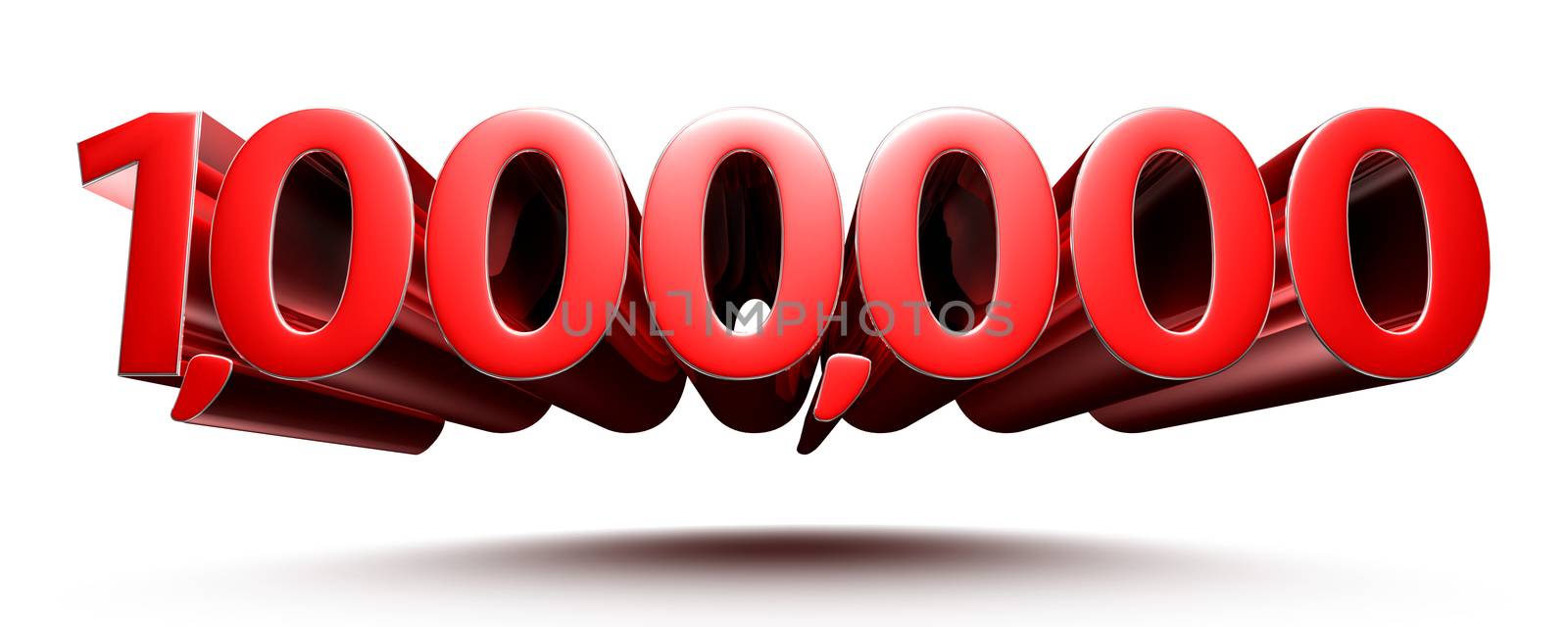 3D illustration 1 million red isolated on a white background.(with Clipping Path).