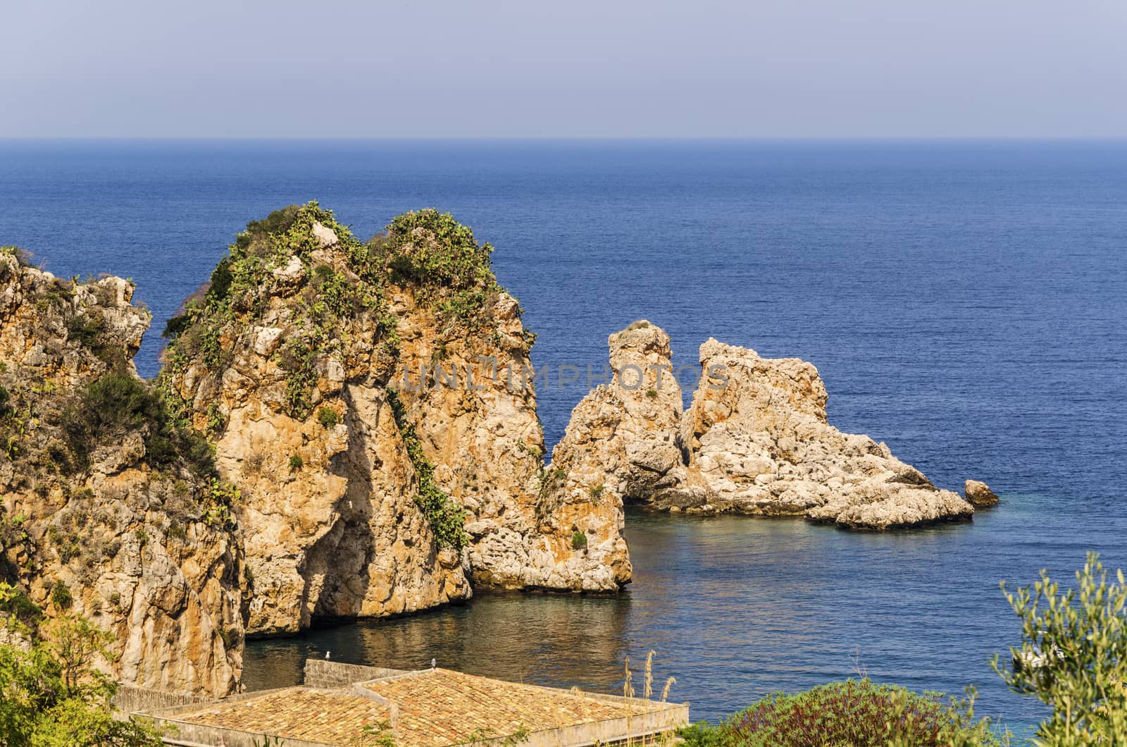 Irregular coast in the town of tonara de scopello, sicily