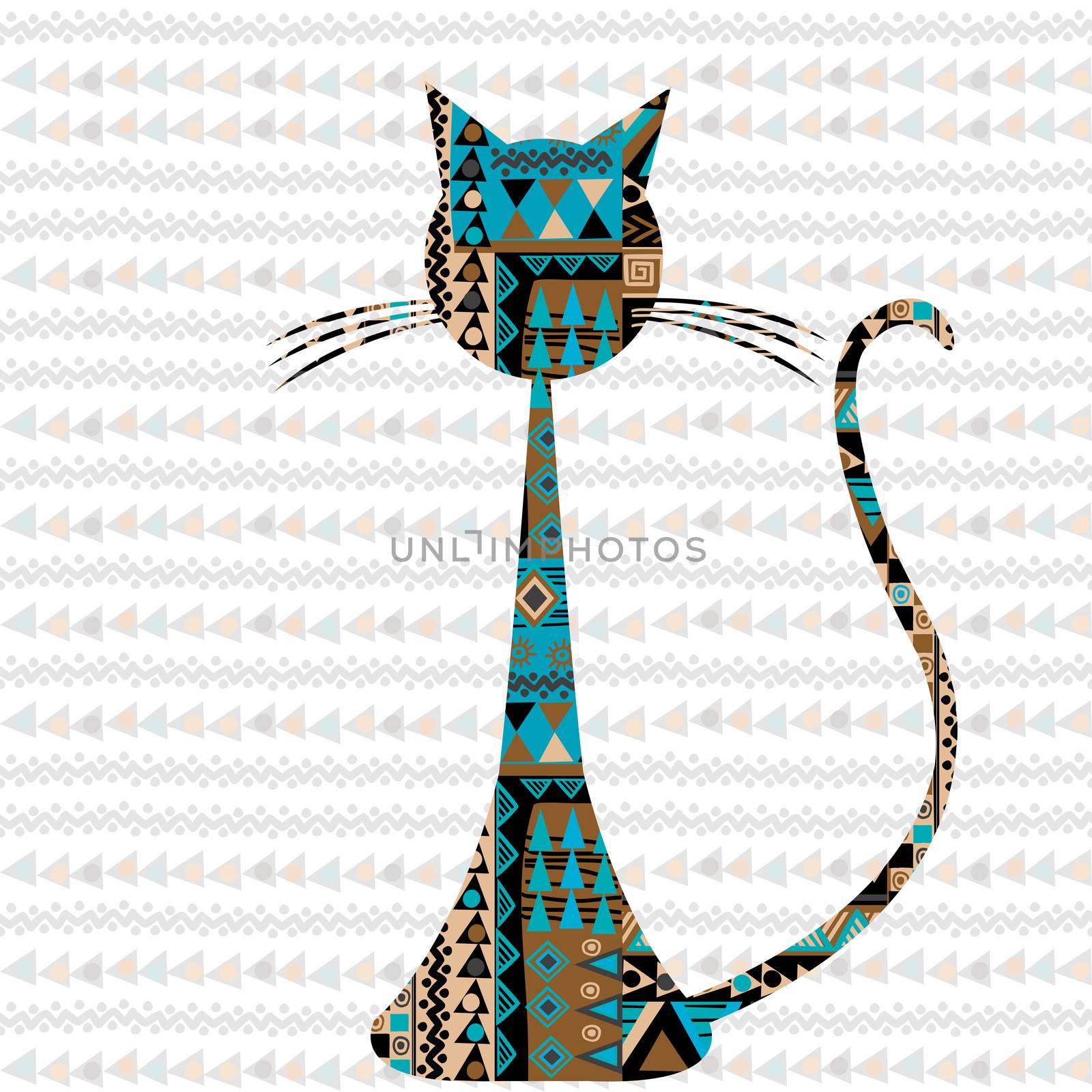 Ethnic motifs pattern ornate cat by hibrida13