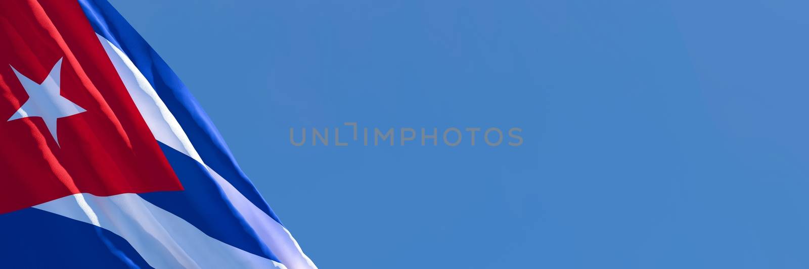 3D rendering of the national flag of Cuba waving in the wind by butenkow